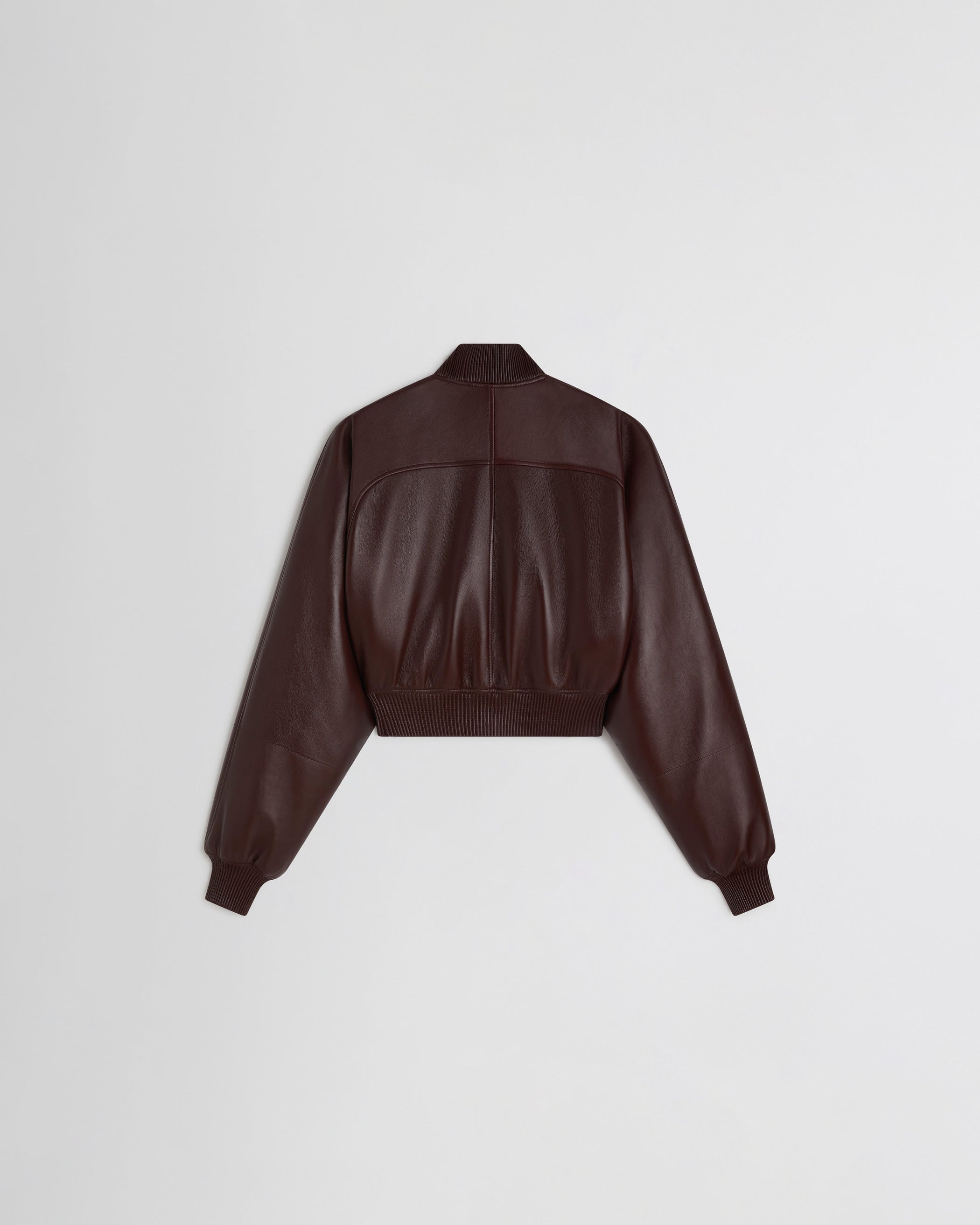 View of SHRUNK BOMBER in merlot leather