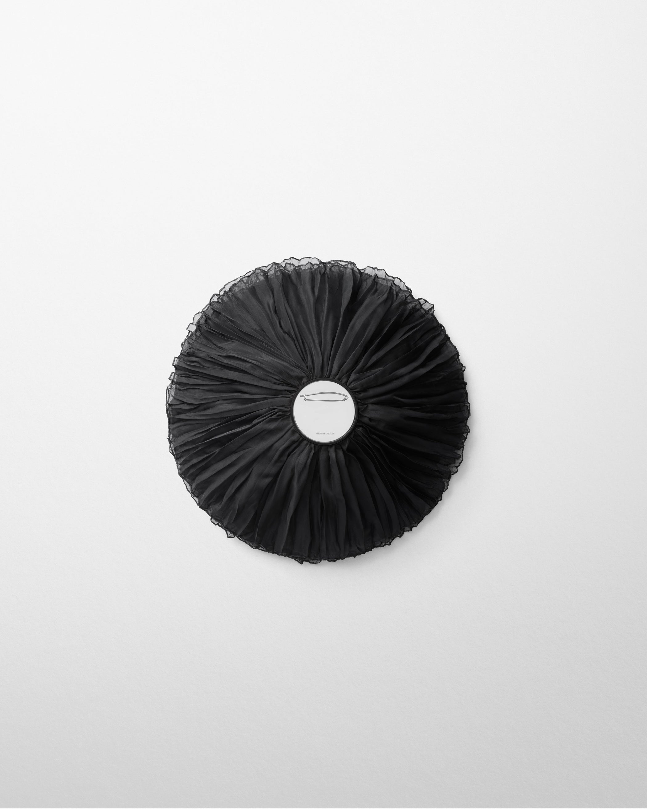 Flat back view of FULL BLOOM BROOCH in black silk