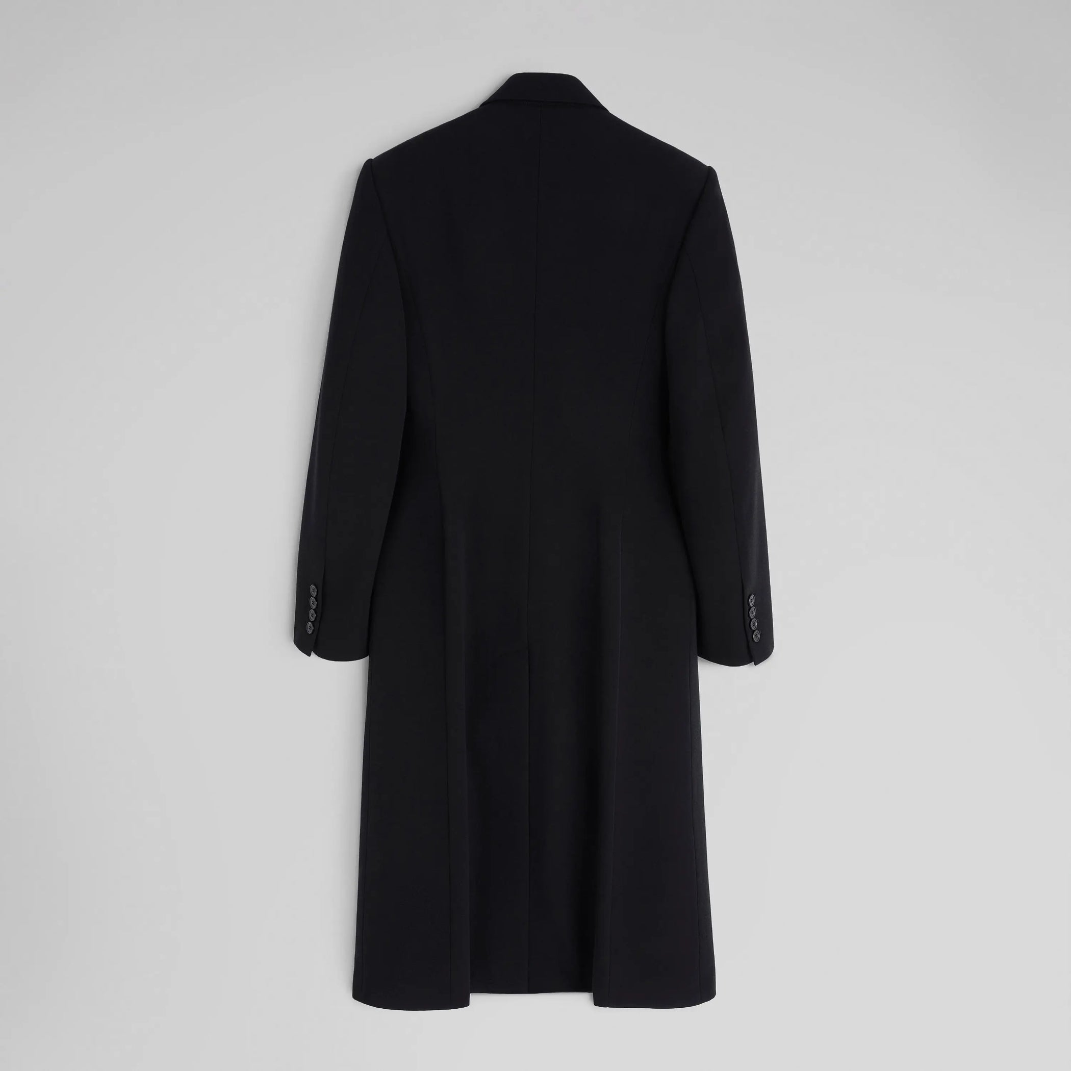 Back flat lay view of Tailored Coat With Dropped Waist in black.
