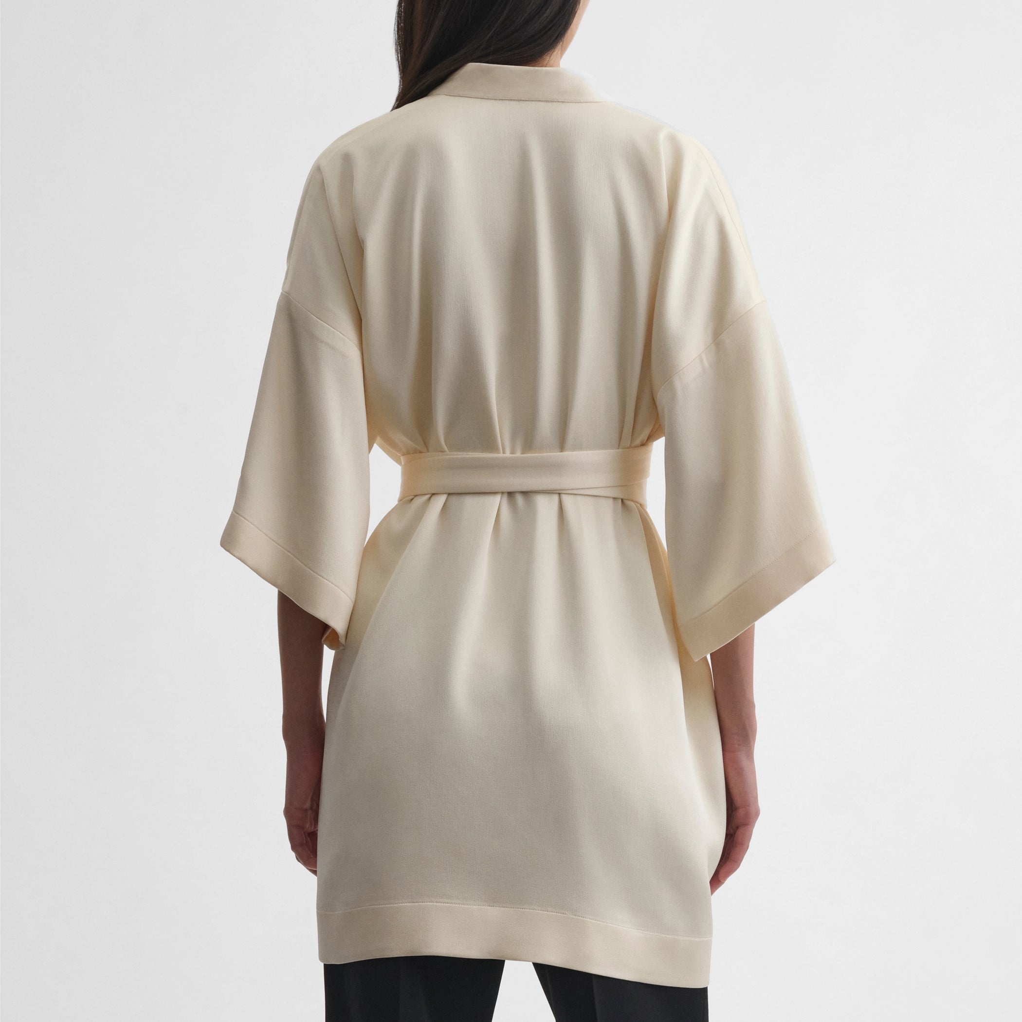 CROPPED ROBE DRESS | cream viscose