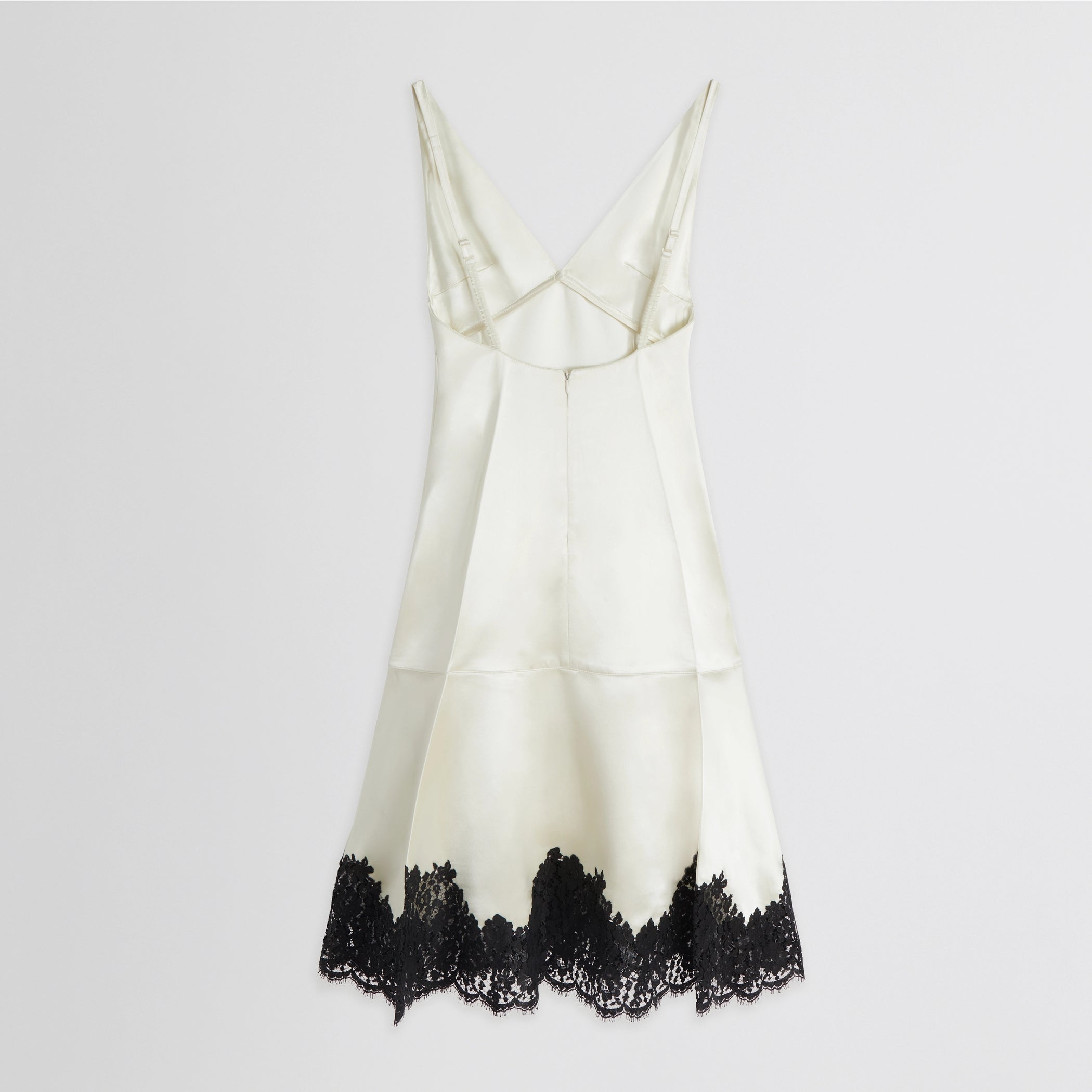 Flat lay back view of the slicked slip in vanilla