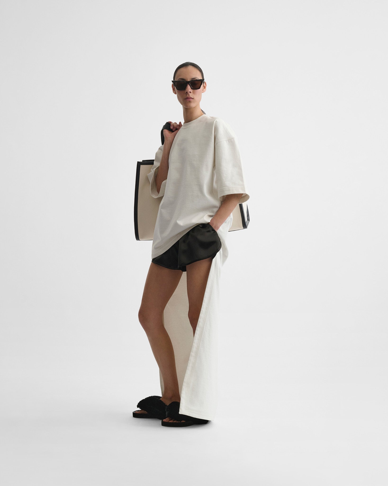 Front view of t-shirt train top in white jersey