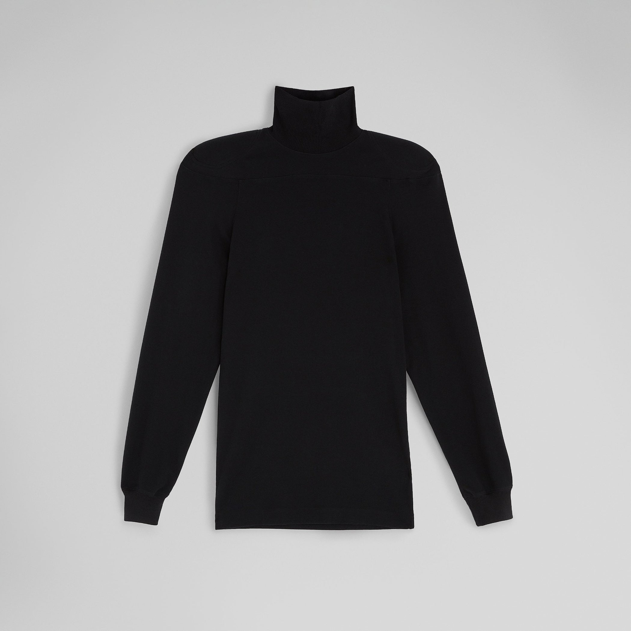 Flat front view of SCULPTED T-SHIRT in black cotton jersey