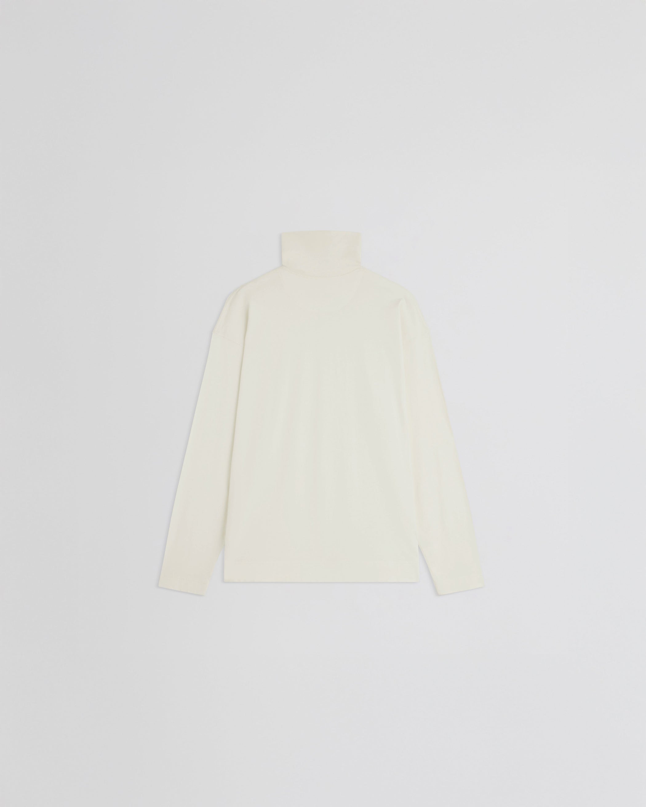 Flat back view of RELAXED LONG SLEEVE JERSEY in cream cotton jersey