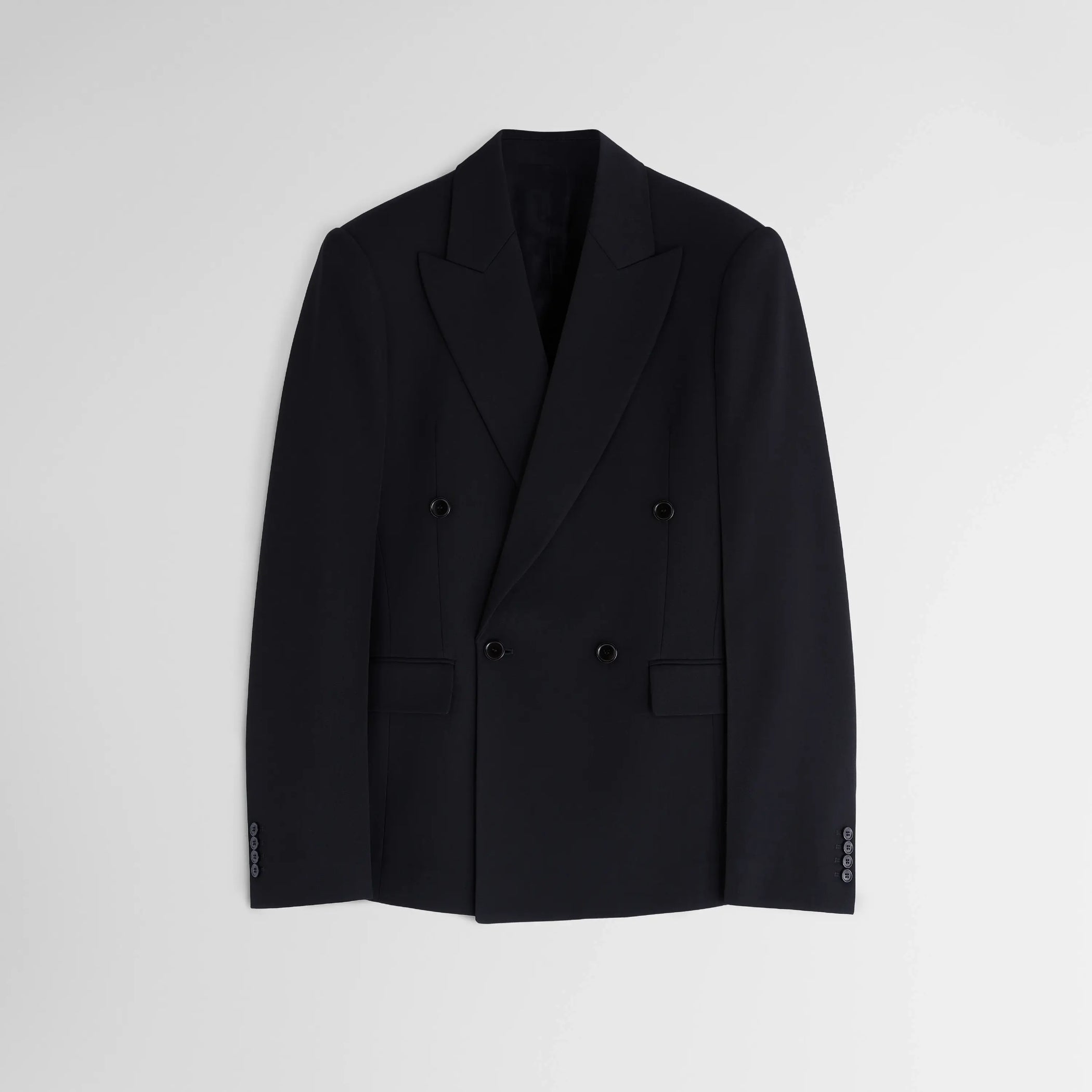 Front flat lay of Milanese Jacket in black. 