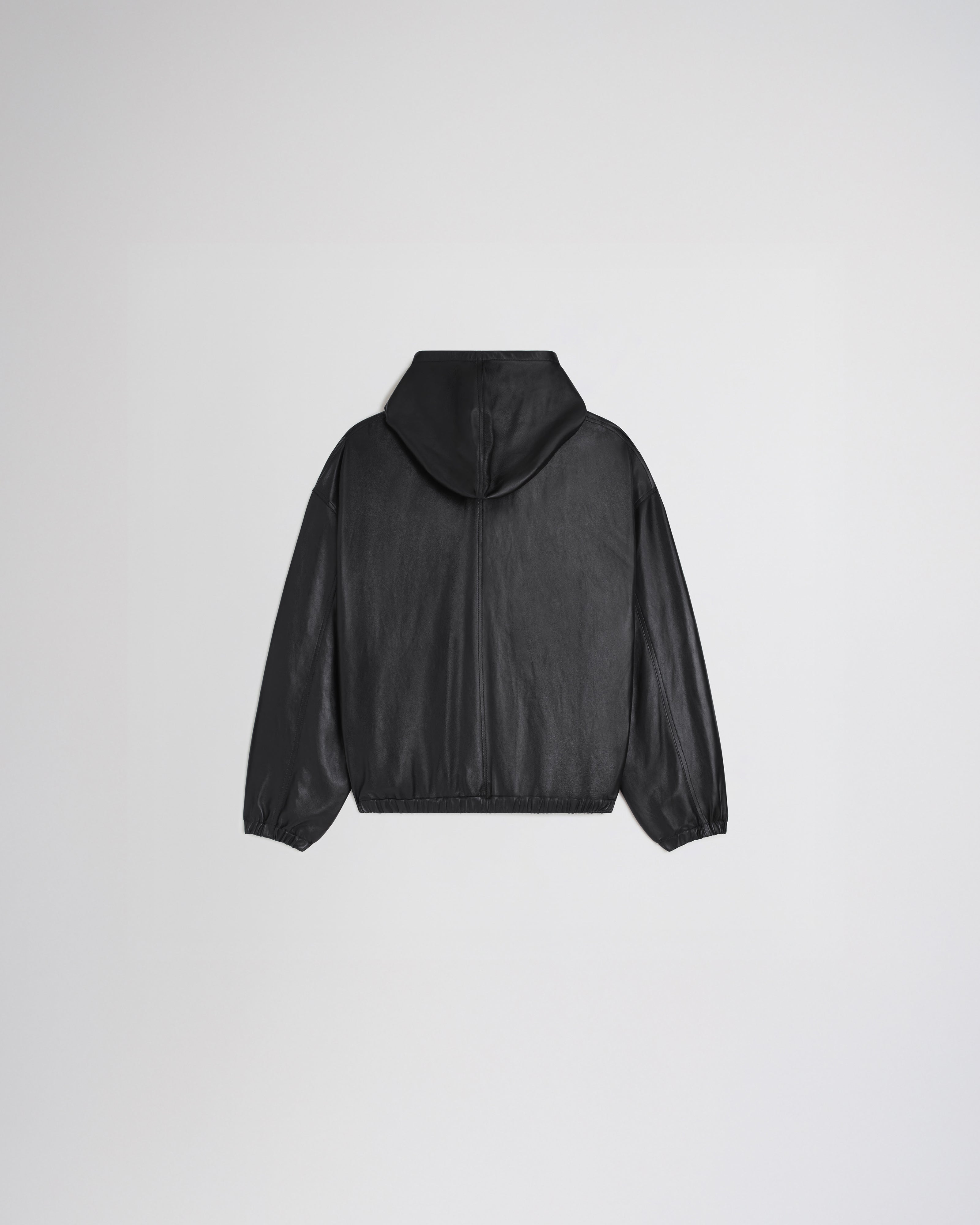PHOEBE PHILO | HOODED BOMBER | BLACK LEATHER