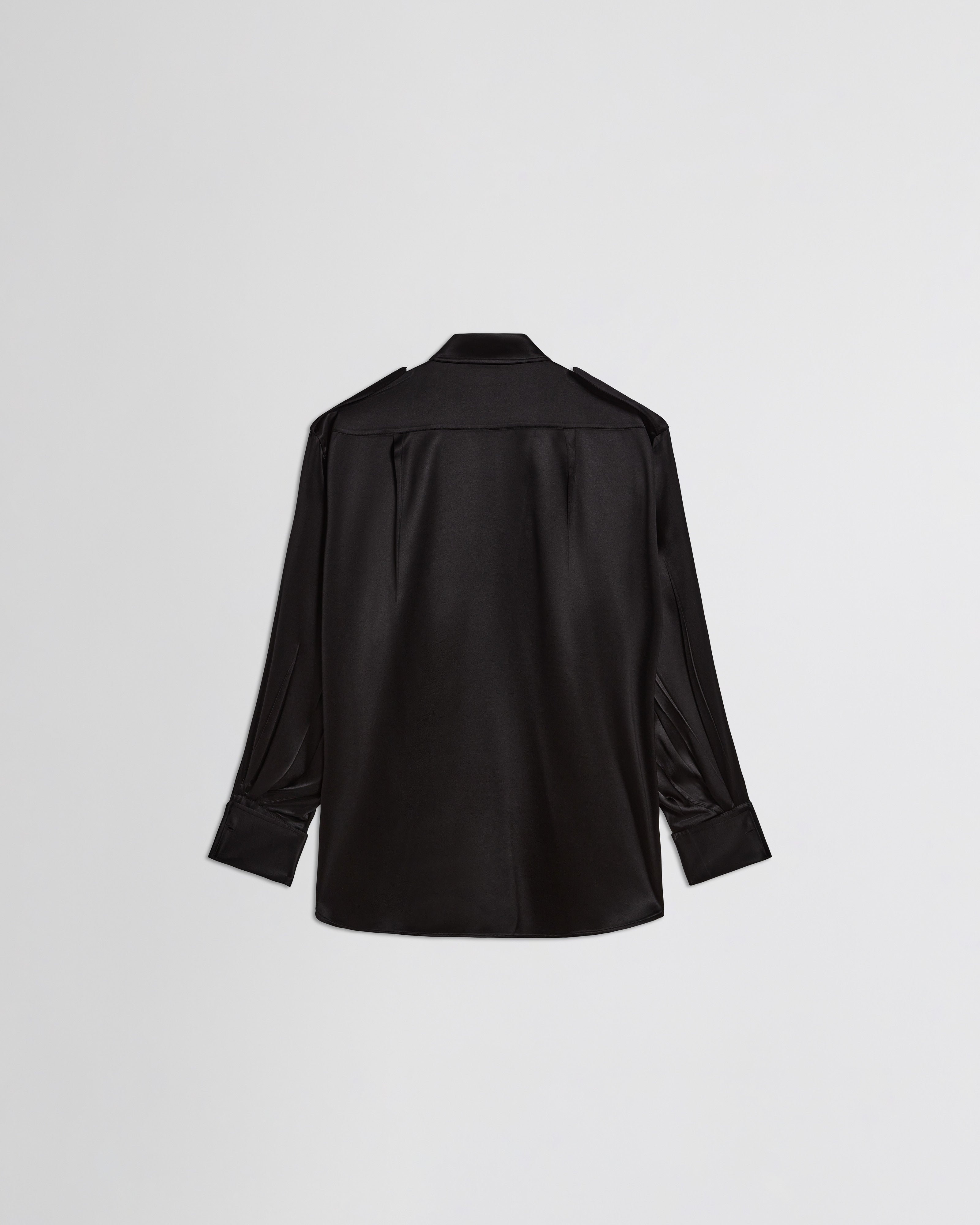 PHOEBE PHILO | LIQUID UTILITY SHIRT | black silk satin