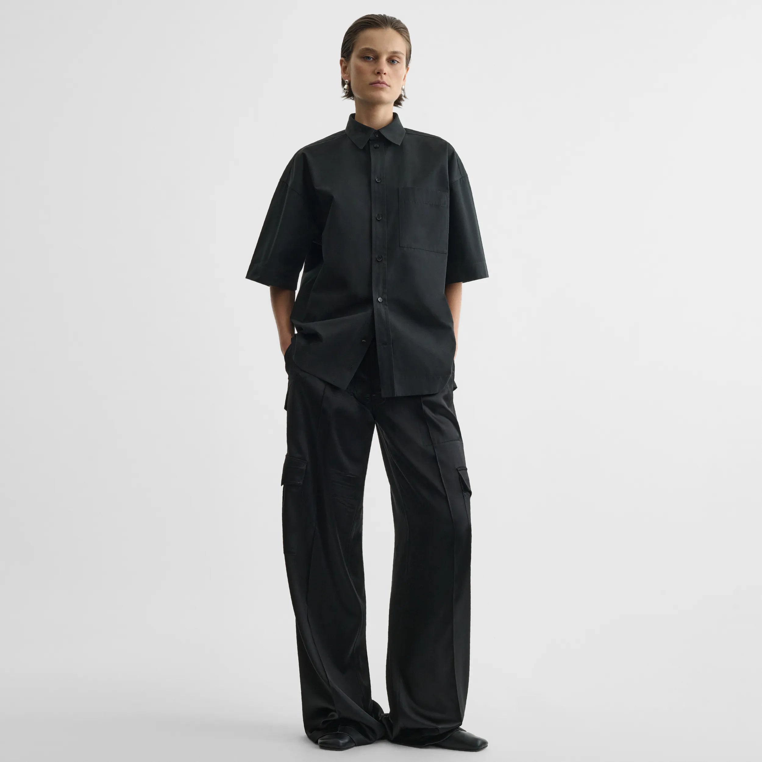 【CPGN STUDIO】BLACK LUCK Short Sleeve T-shirt PHOEBE PHILO | SHORT SLEEVE SHIRT | BLACK COTTON