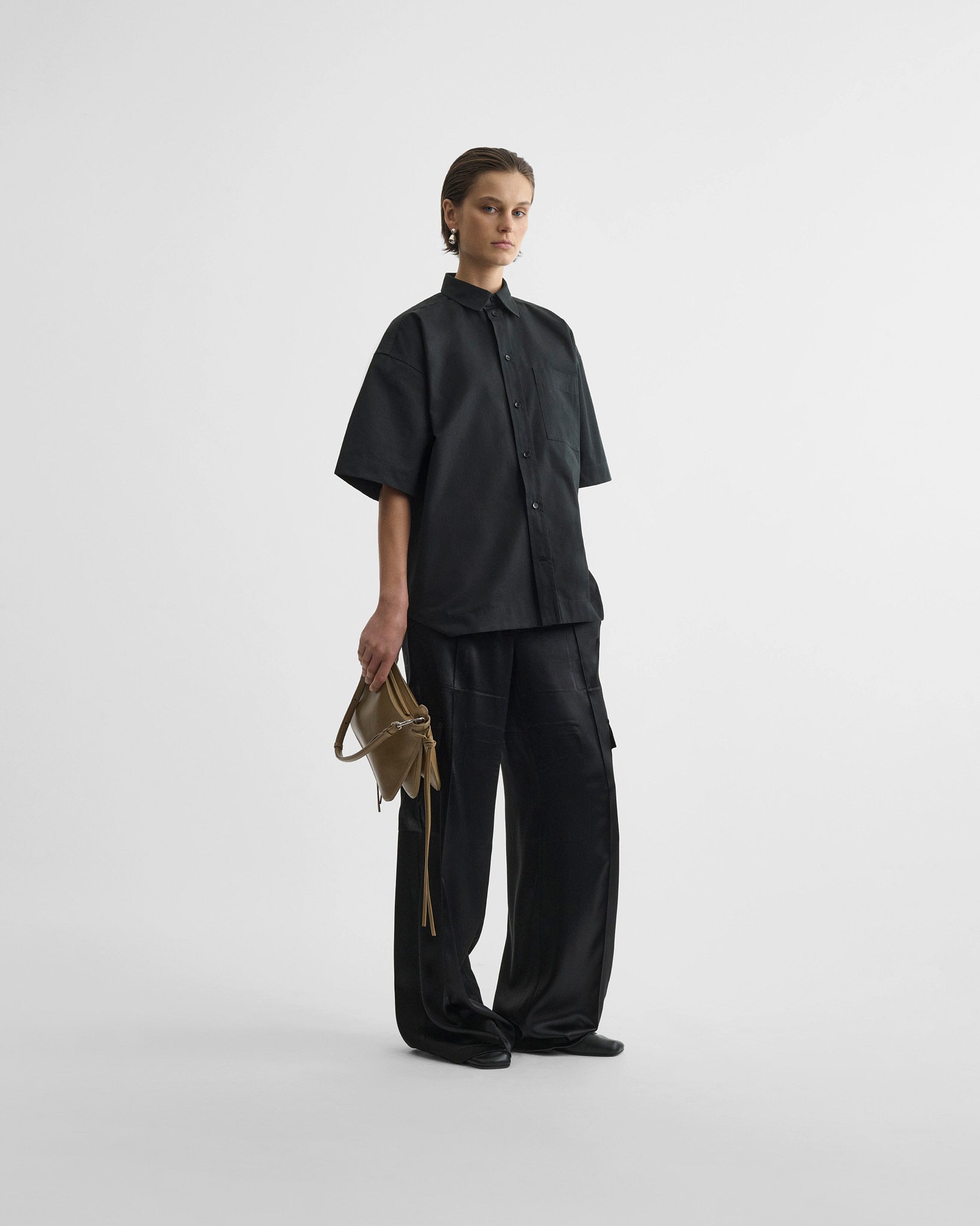 PHOEBE PHILO | SHORT SLEEVE SHIRT | black cotton