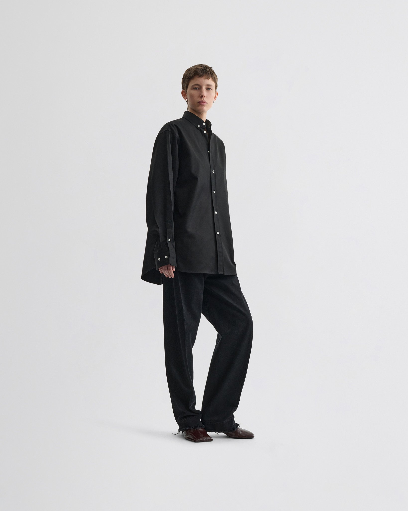 PHOEBE PHILO | BUTTON COLLAR SHIRT | BLACK COTTON PHOEBE PHILO | BUTTON COLLAR SHIRT | BLACK COTTON