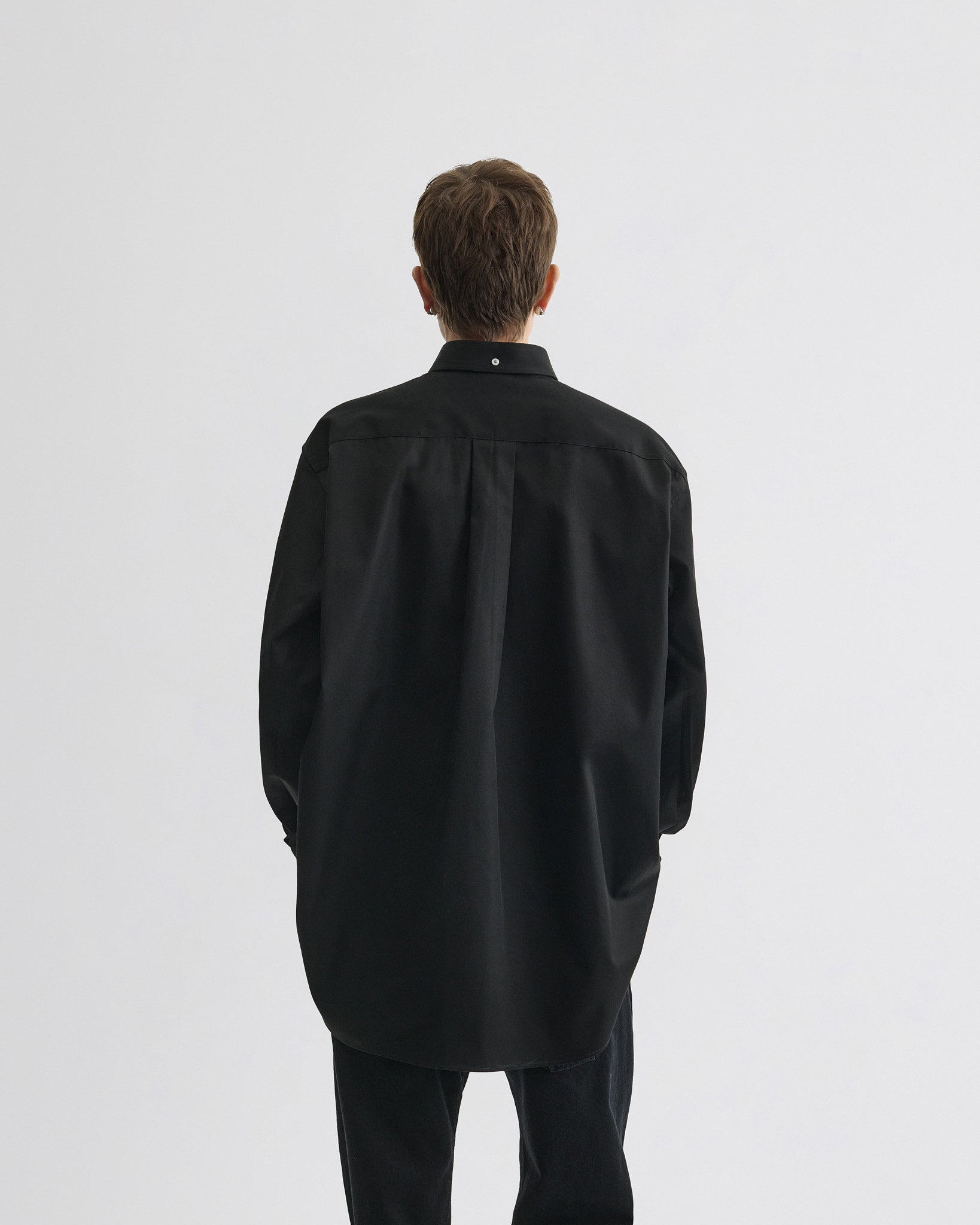 PHOEBE PHILO | BUTTON COLLAR SHIRT | BLACK COTTON