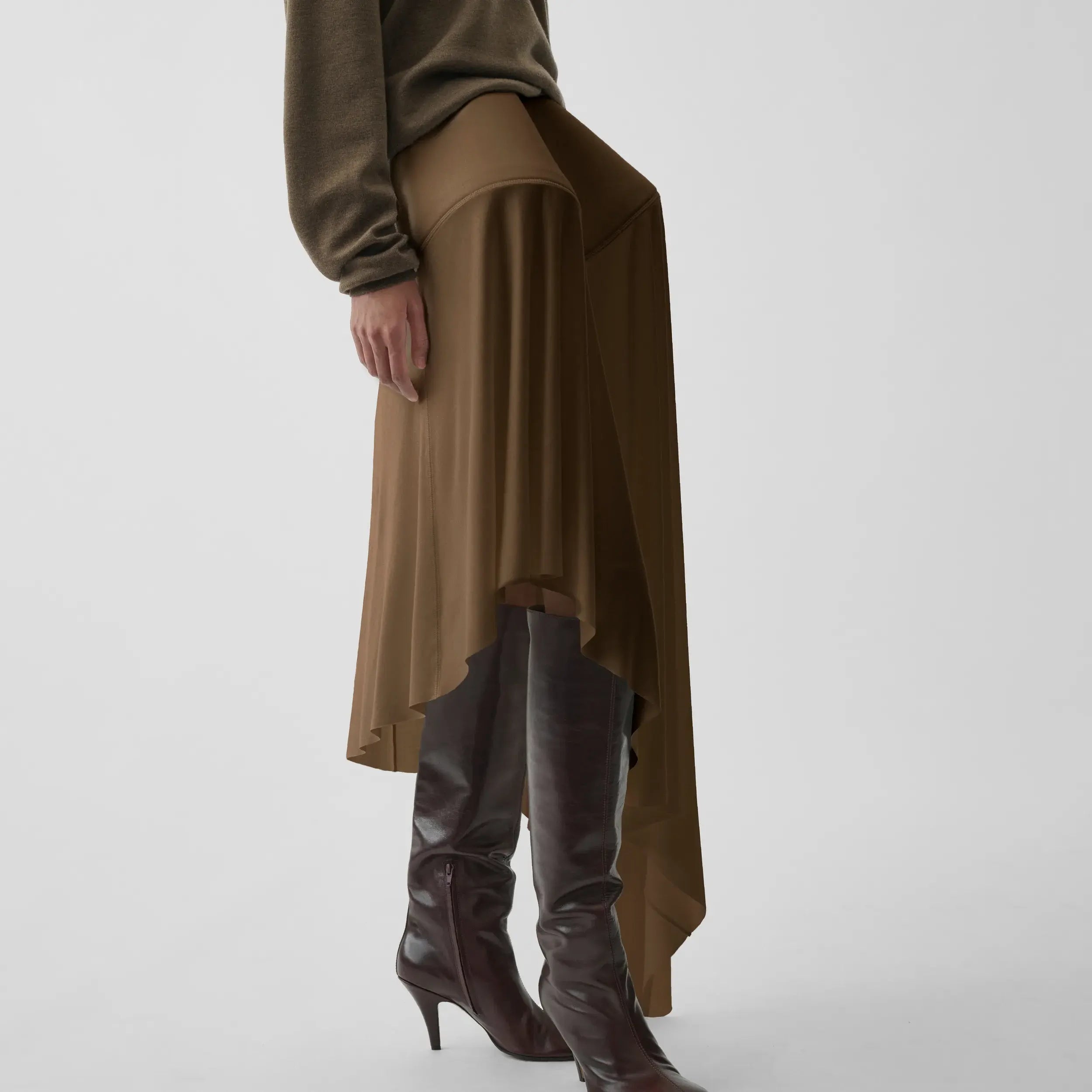 PHOEBE PHILO スエードのスモールギグ PHOEBE PHILO | SCULPTURAL SKIRT | TOFFEE JERSEY