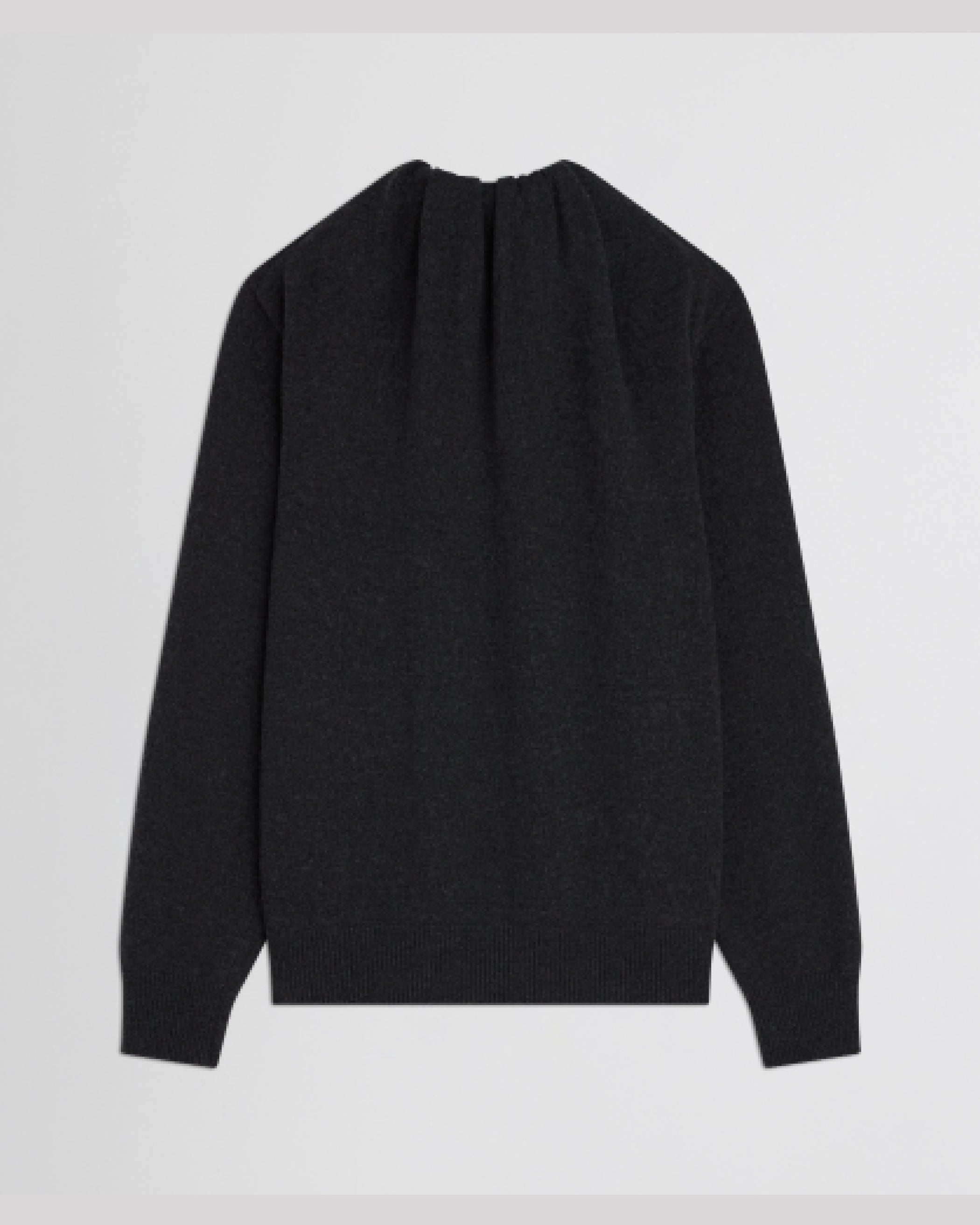 Flat back view of SOFT RIDGE JUMPER in grey melange wool