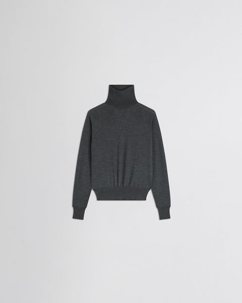 PHOEBE PHILO | HIGH NECK JUMPER | anthracite melange wool