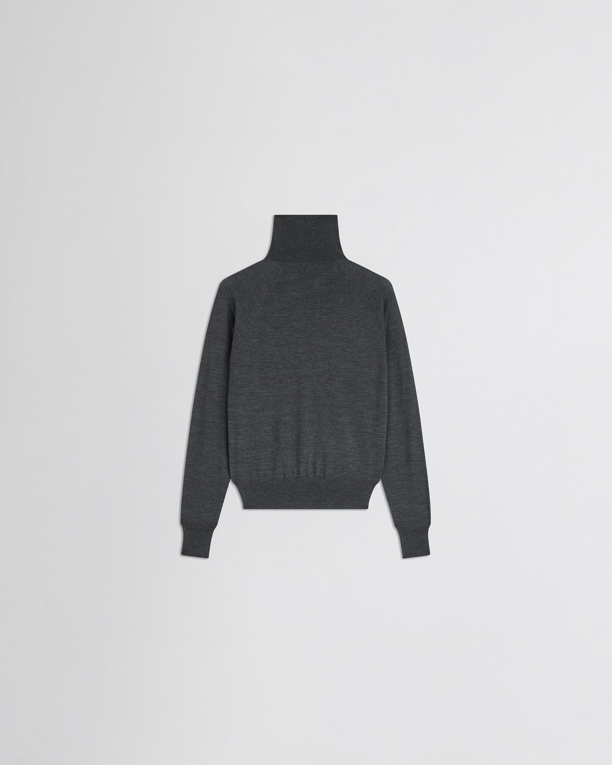 Back view of HIGH NECK JUMPER in anthracite melange wool