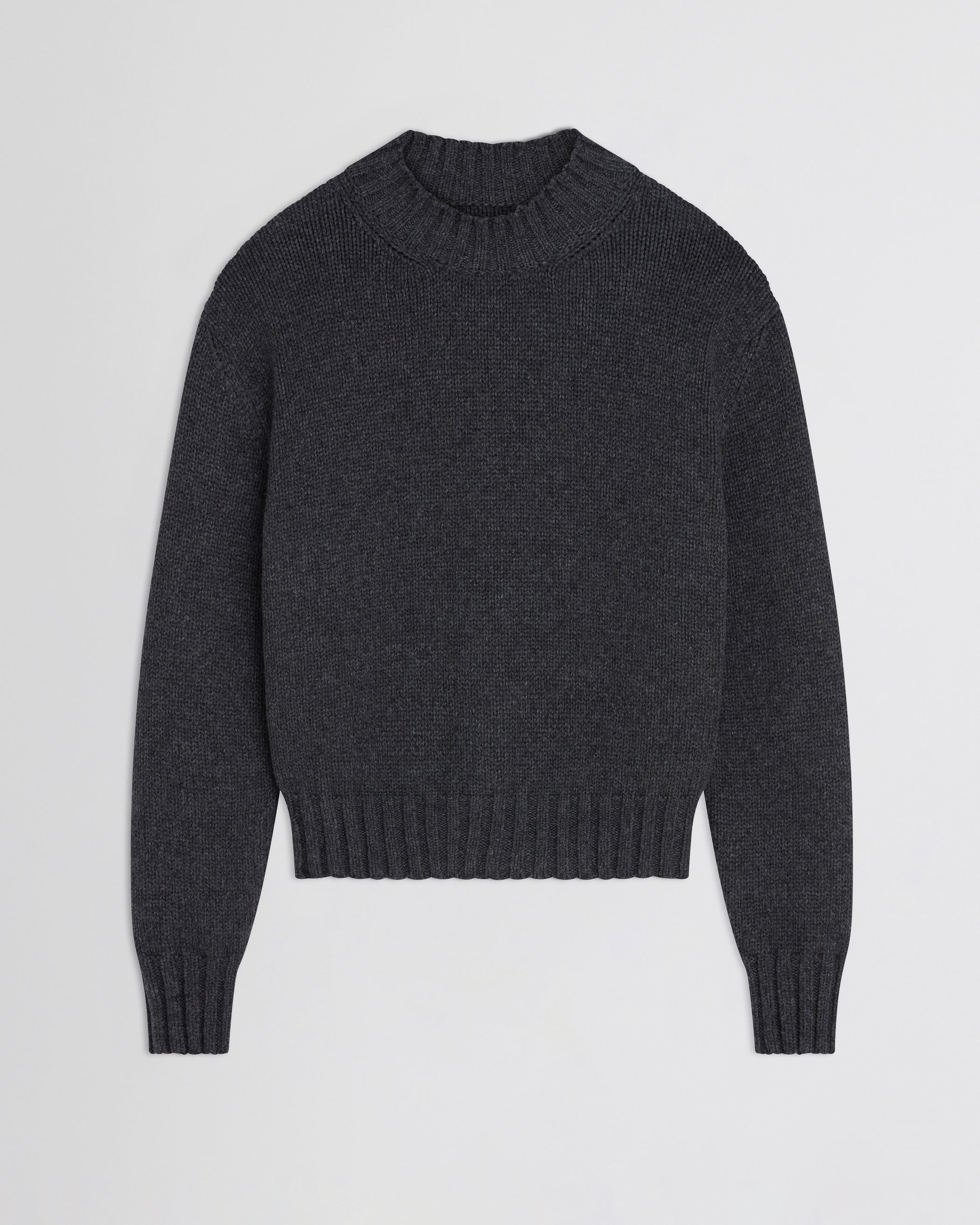 Flat front view of Crewneck Jumper in grey cashmere