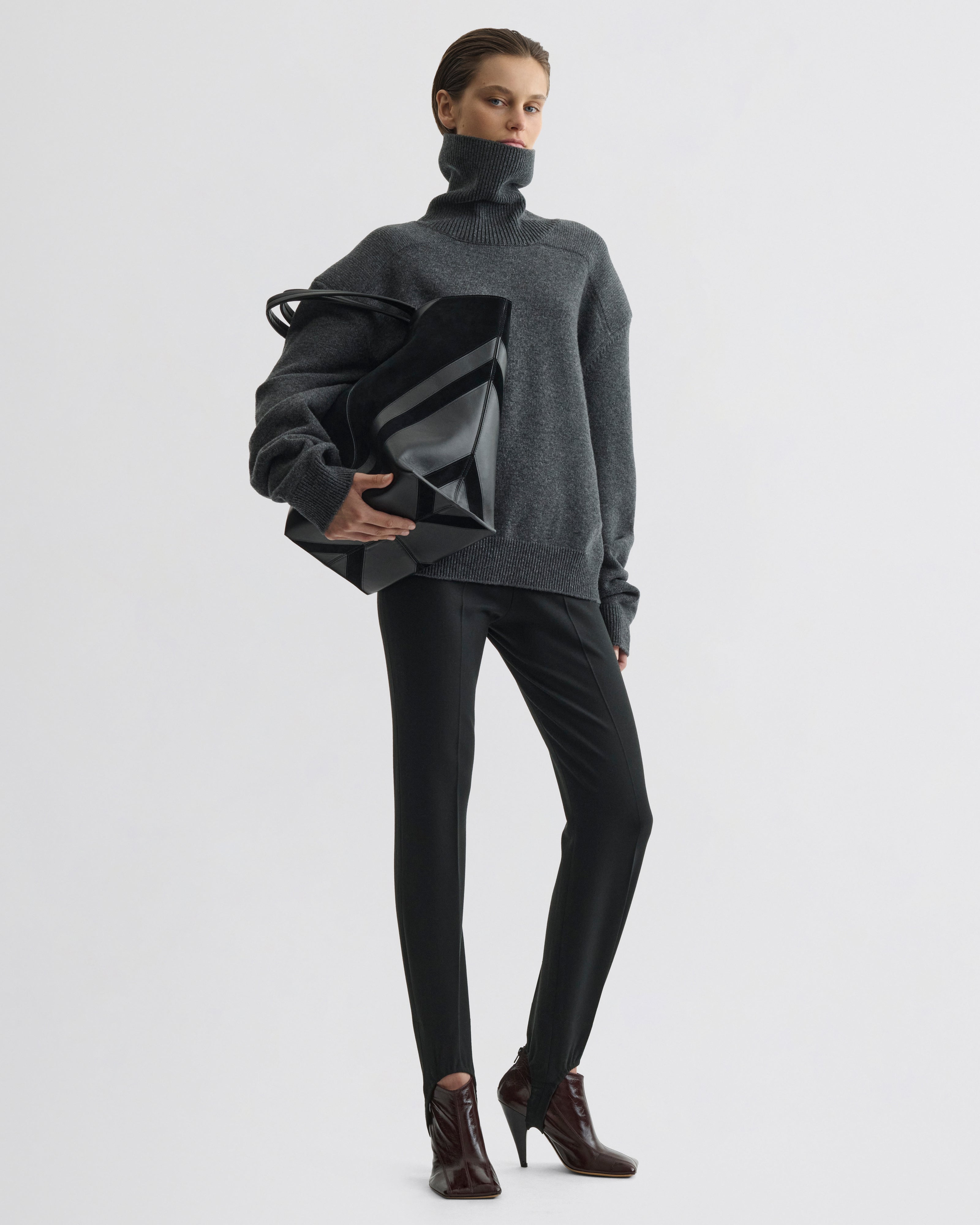 PATCH SHOULDER JUMPER | grey melange wool cashmere