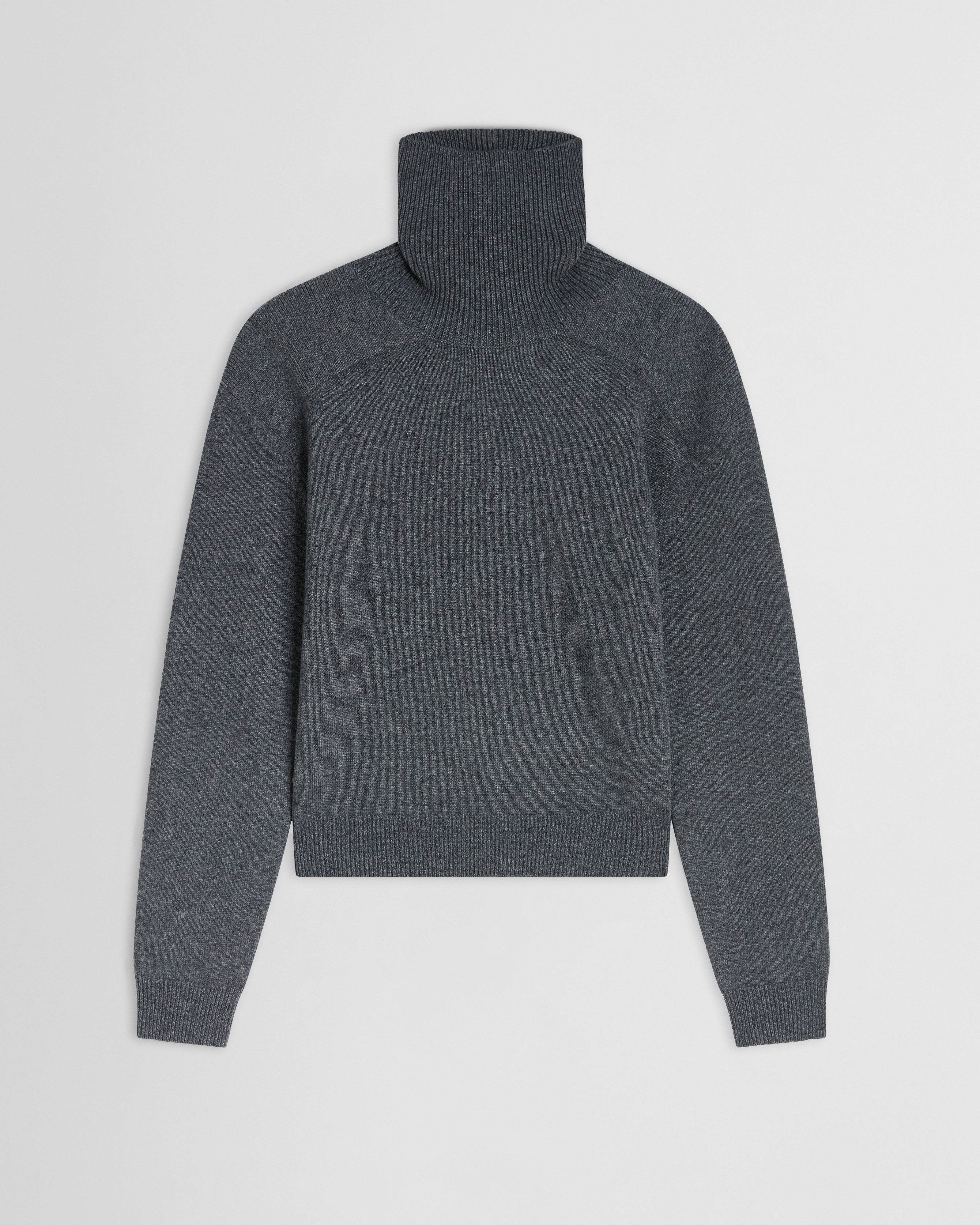 PATCH SHOULDER JUMPER | grey melange wool cashmere