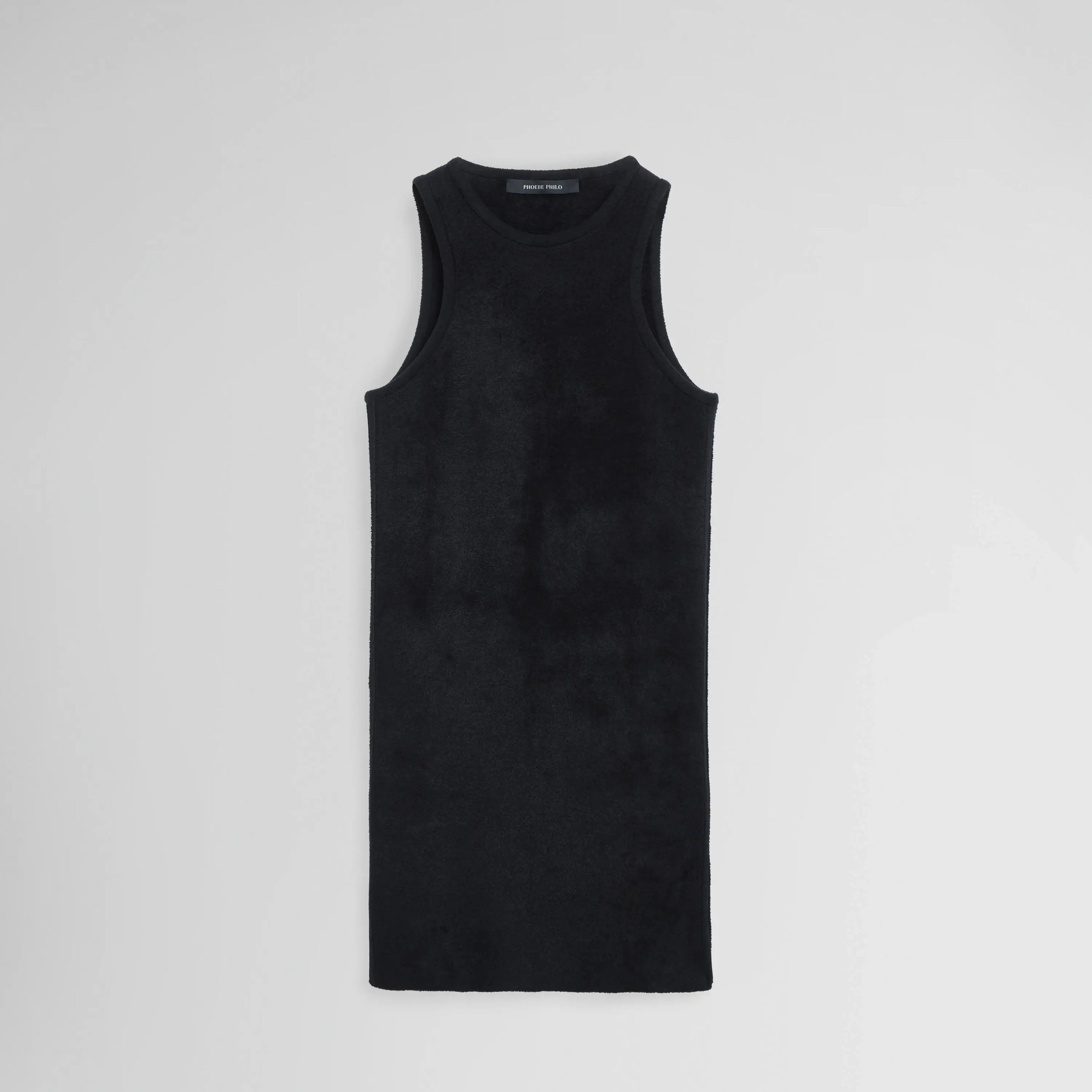Flat lay front view of Tank Top in black. 