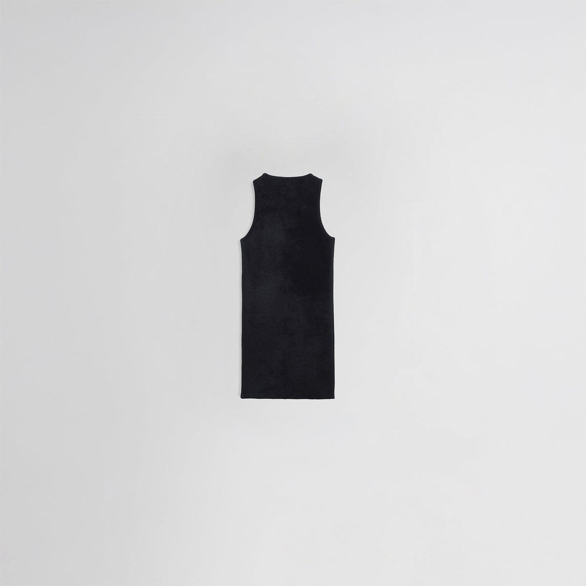 Flat back view TANK TOP in black chenille