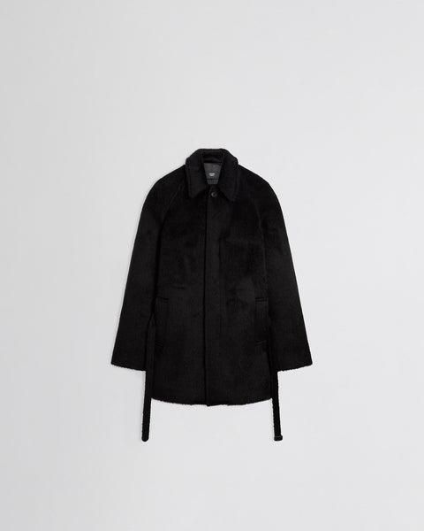 PHOEBE PHILO | CROPPED CAR COAT | BLACK ALPACA WOOL