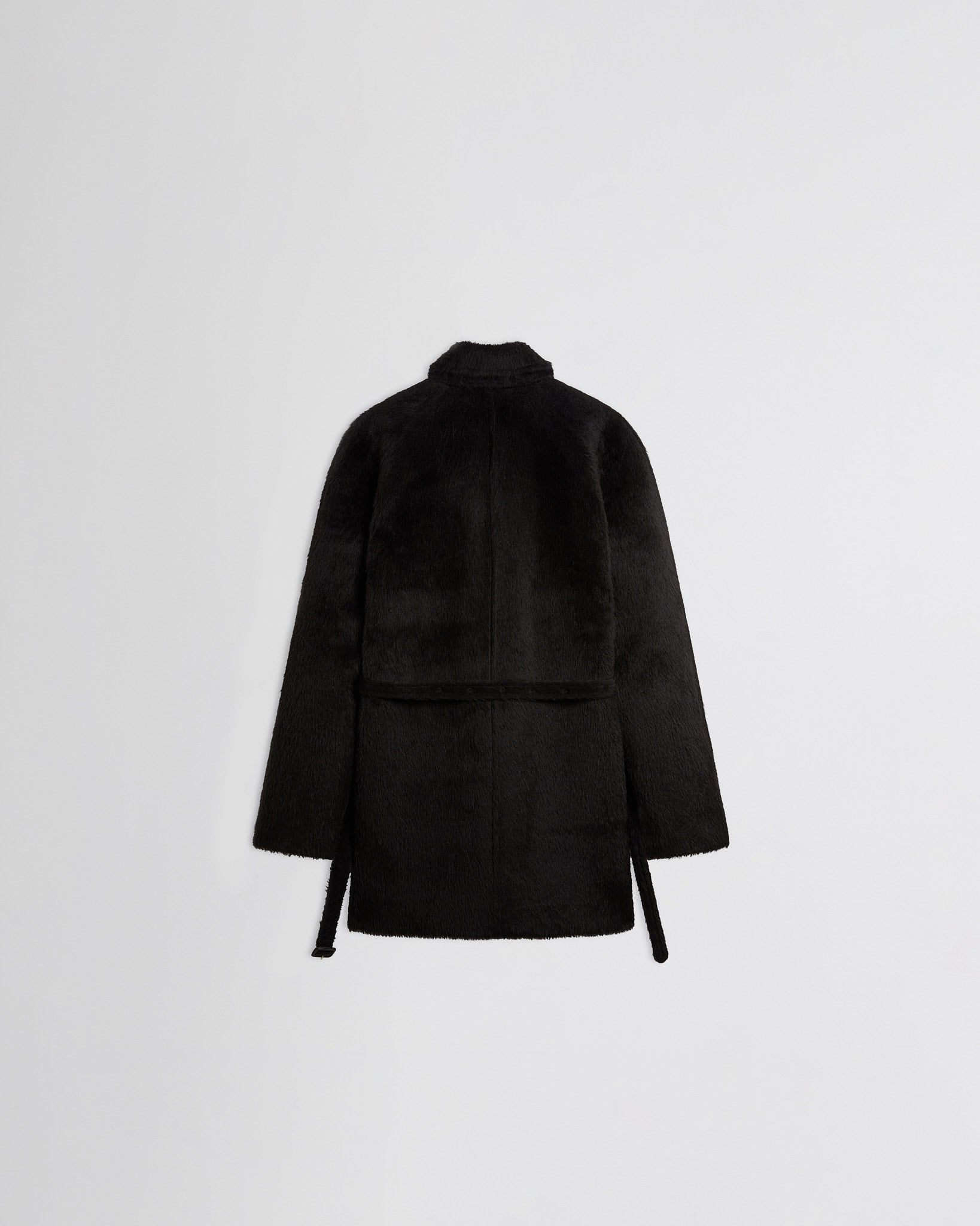PHOEBE PHILO | CROPPED CAR COAT | BLACK ALPACA WOOL