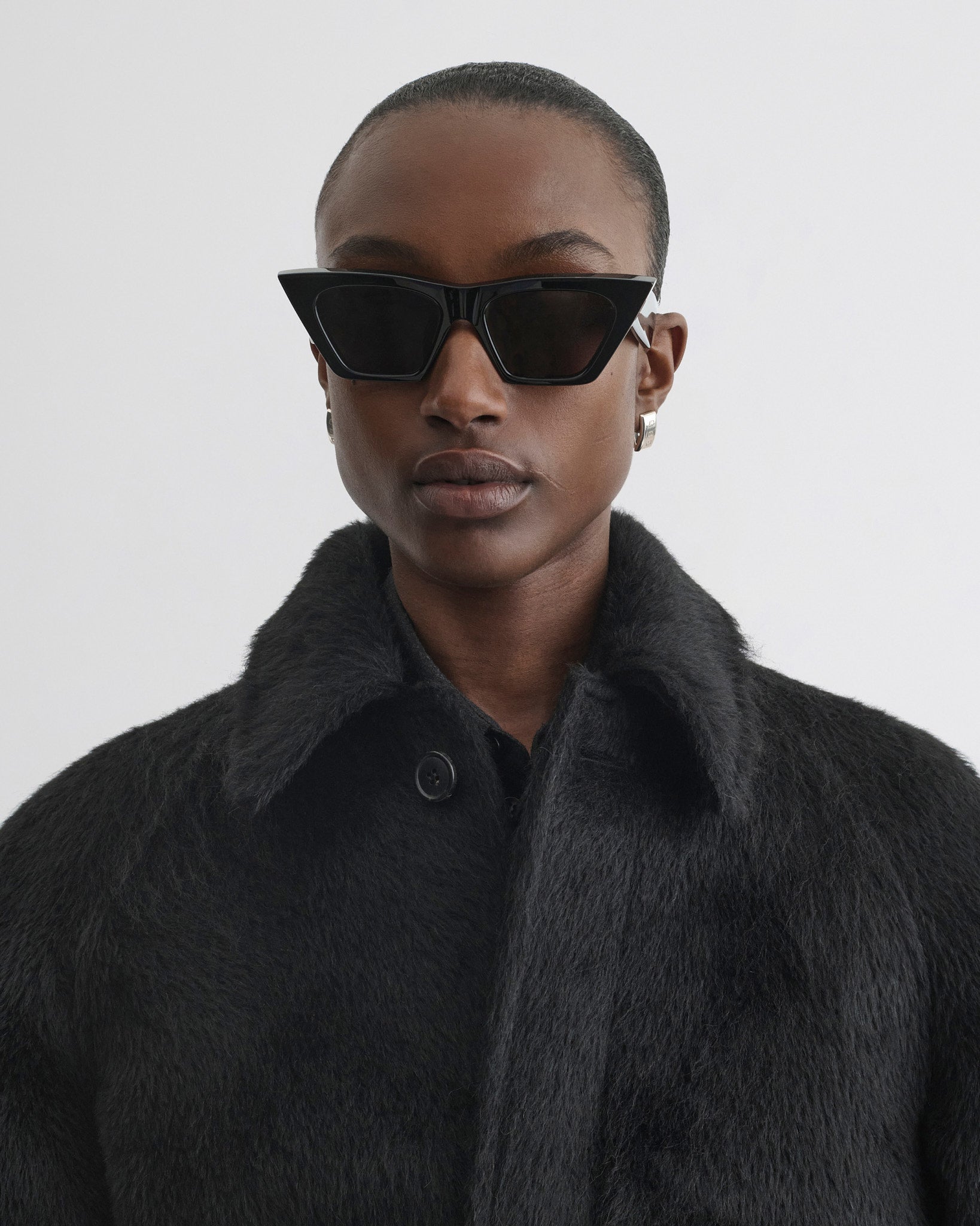 PHOEBE PHILO | CROPPED CAR COAT | BLACK ALPACA WOOL