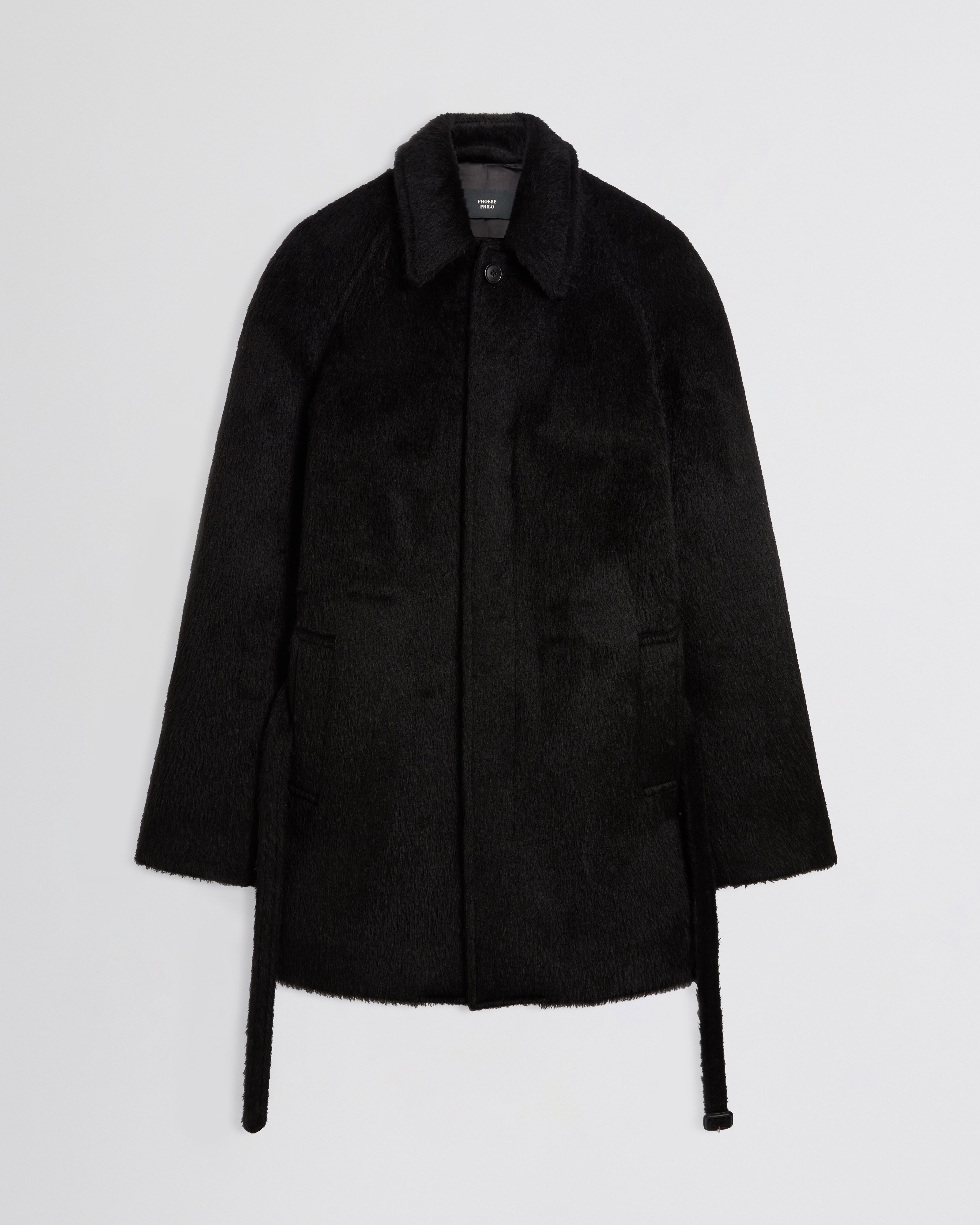 PHOEBE PHILO | CROPPED CAR COAT | BLACK ALPACA WOOL