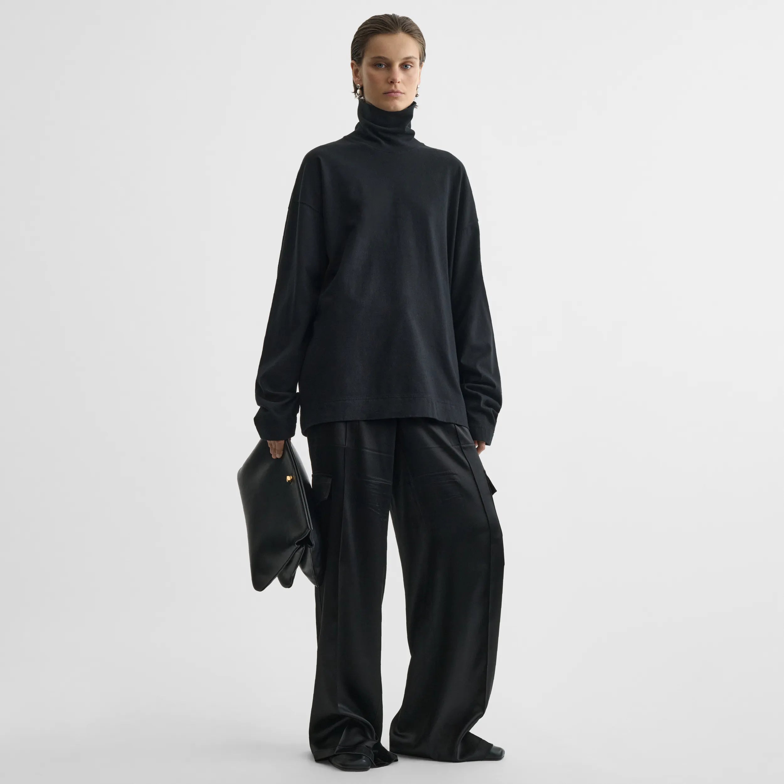 【PHOEBE PHILO】人気★ブラックシルク ワイド カーゴパンツ PHOEBE PHILO | LIQUID CARGO TROUSERS | BLACK SILK