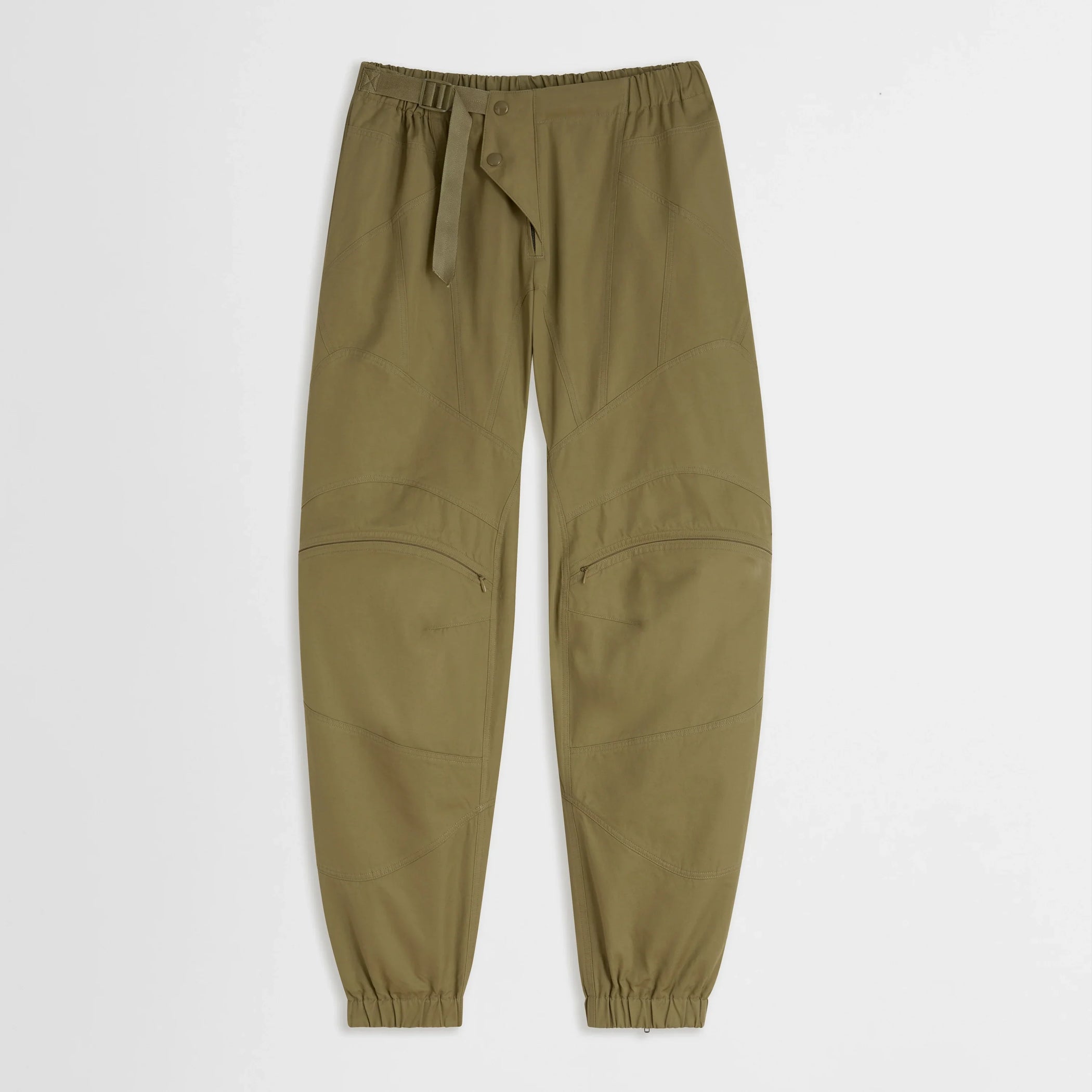 Flat lay front view of the BMX trousers in sage