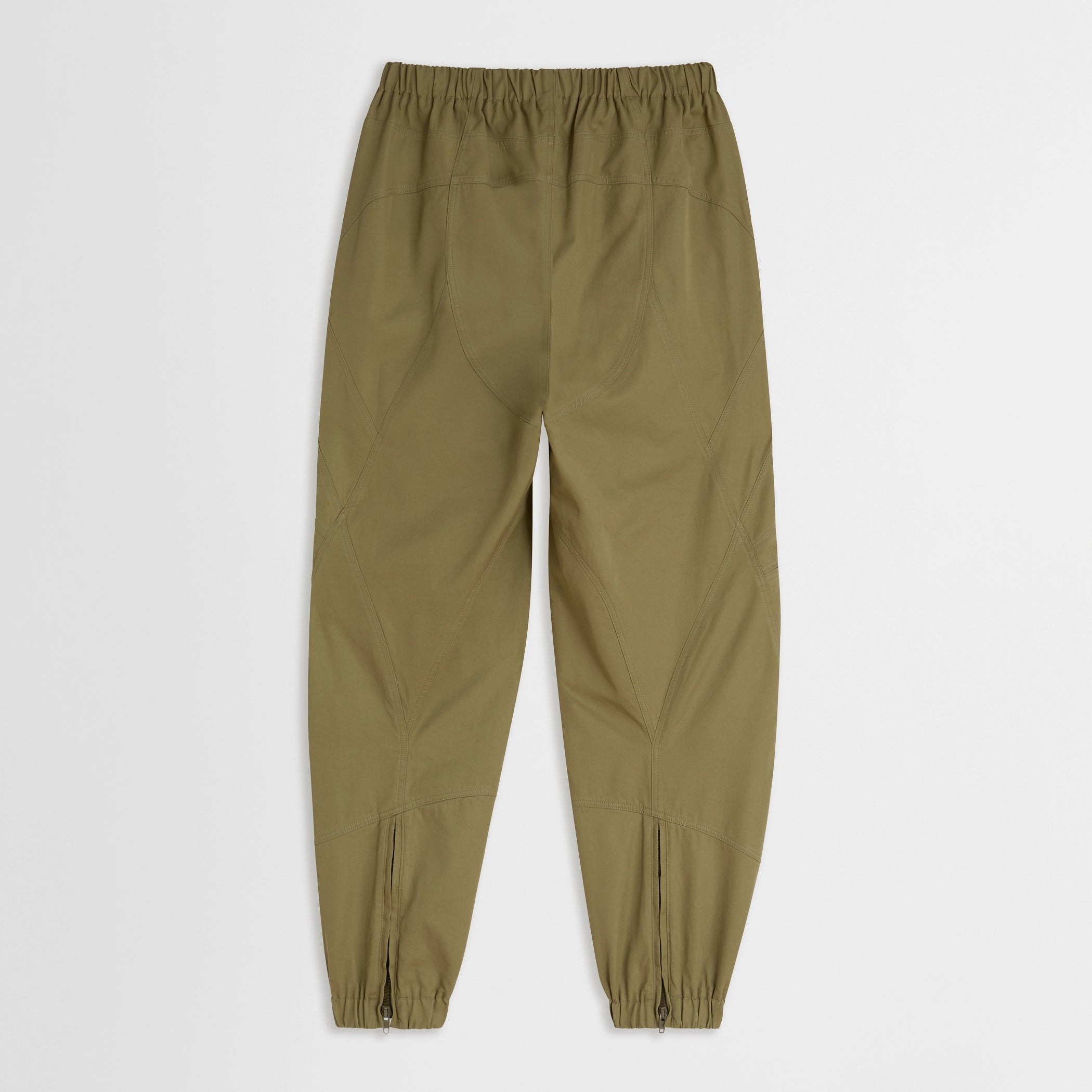 Flat lay back view of the BMX trousers in sage