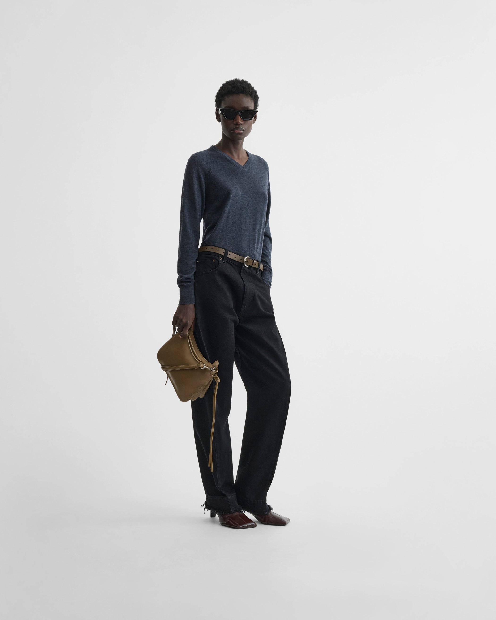 View of arch jeans in black cotton