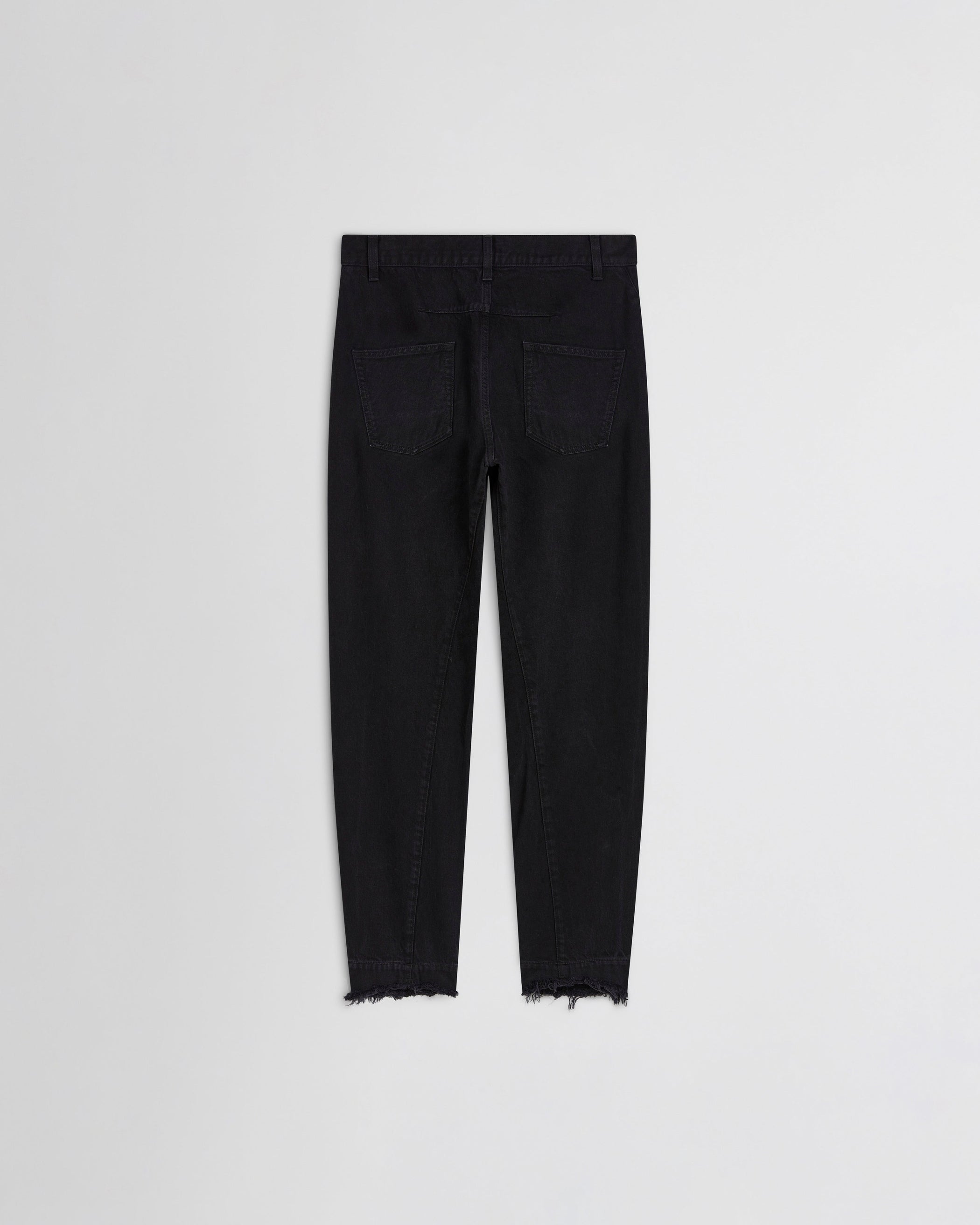 Flat back view of ARCH JEANS in black cotton