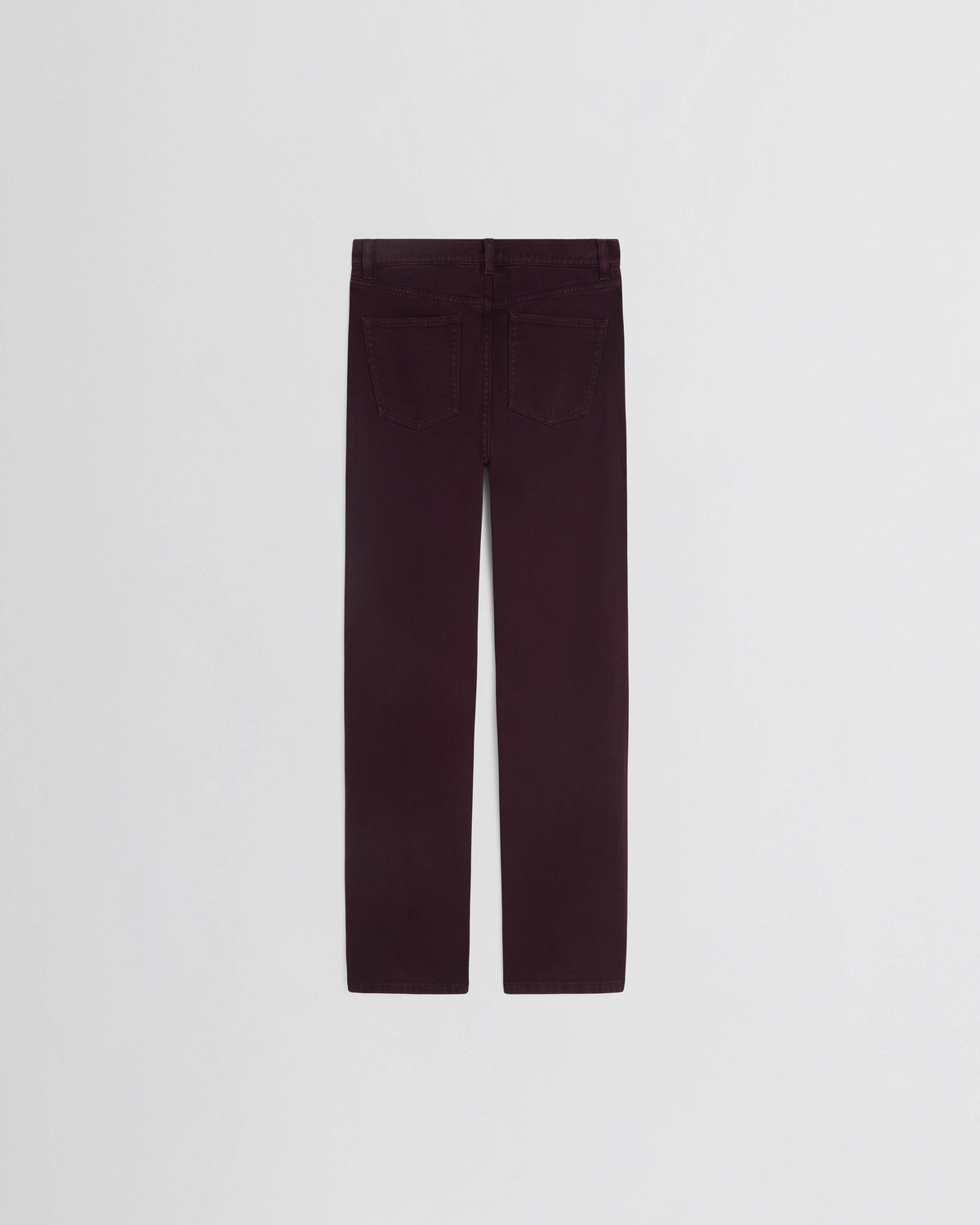 Flat back view of CLASSIC JEANS in dark berry cotton
