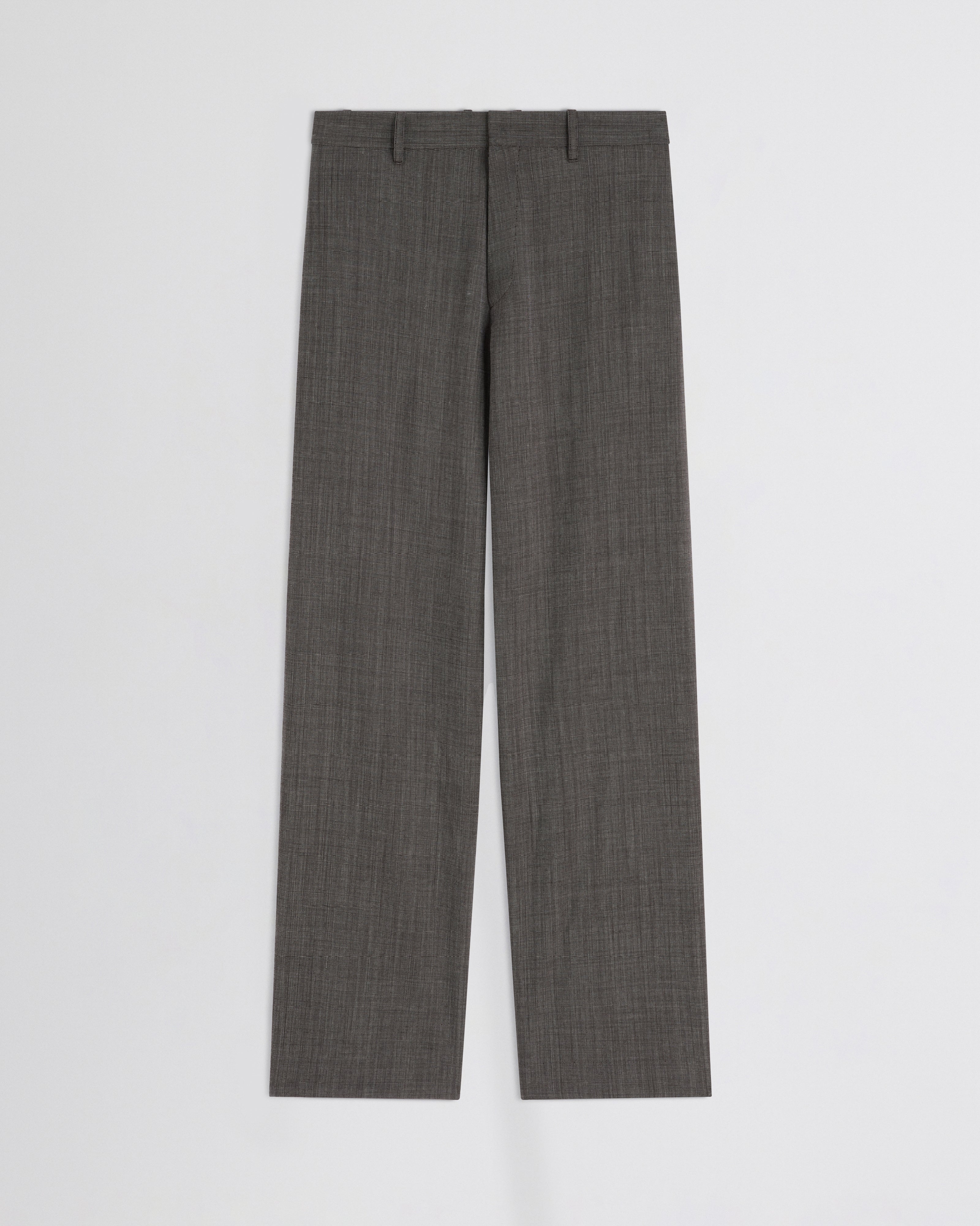 SPLIT ZIP TROUSERS | white dark brown wool