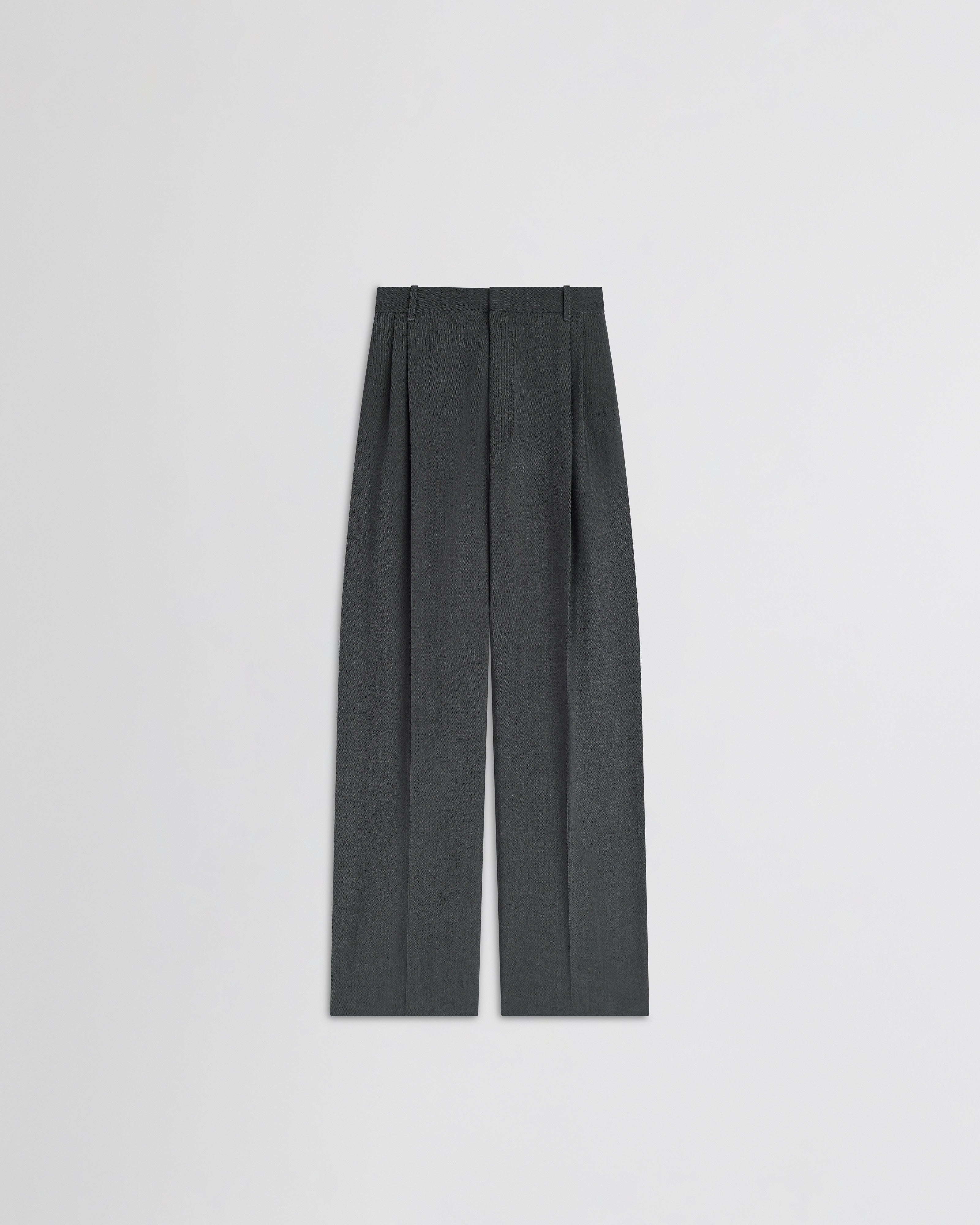 PHOEBE PHILO | DOUBLE PLEAT TROUSERS | CHARCOAL WOOL