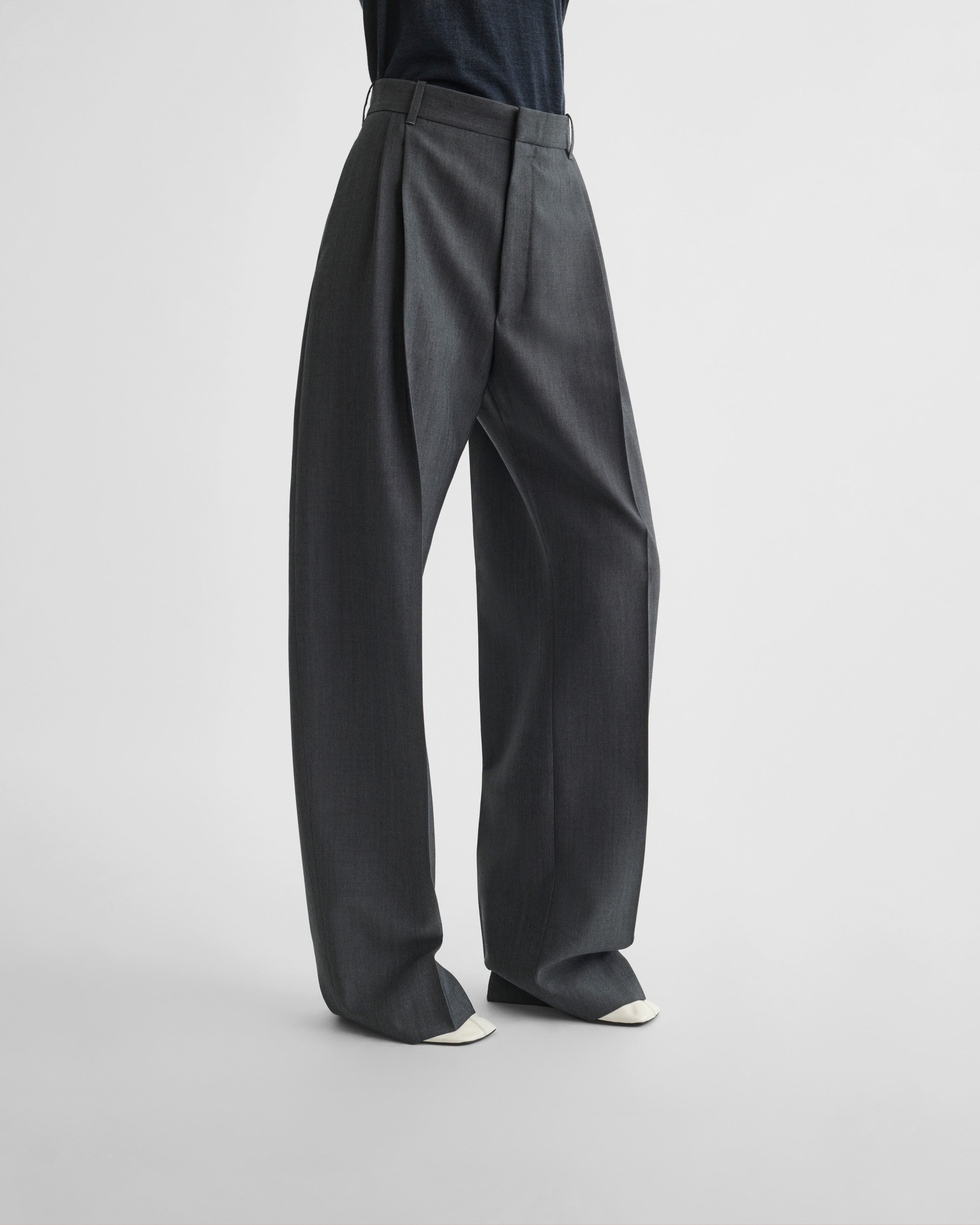 CÉLINE Phoebe Gray Wool Blend Slacks