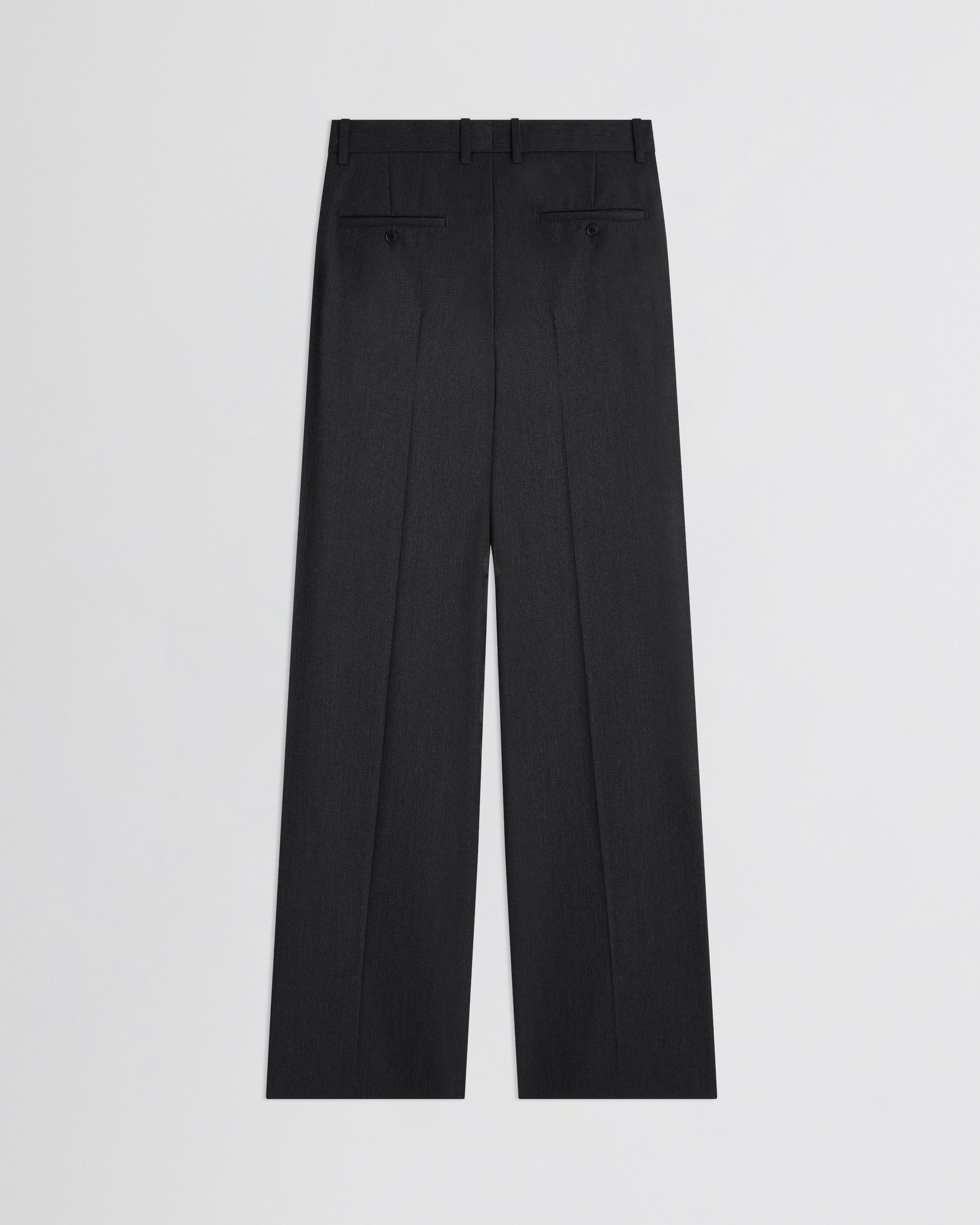 Flat back view of Boyish Tailored Trousers in charcoal wool