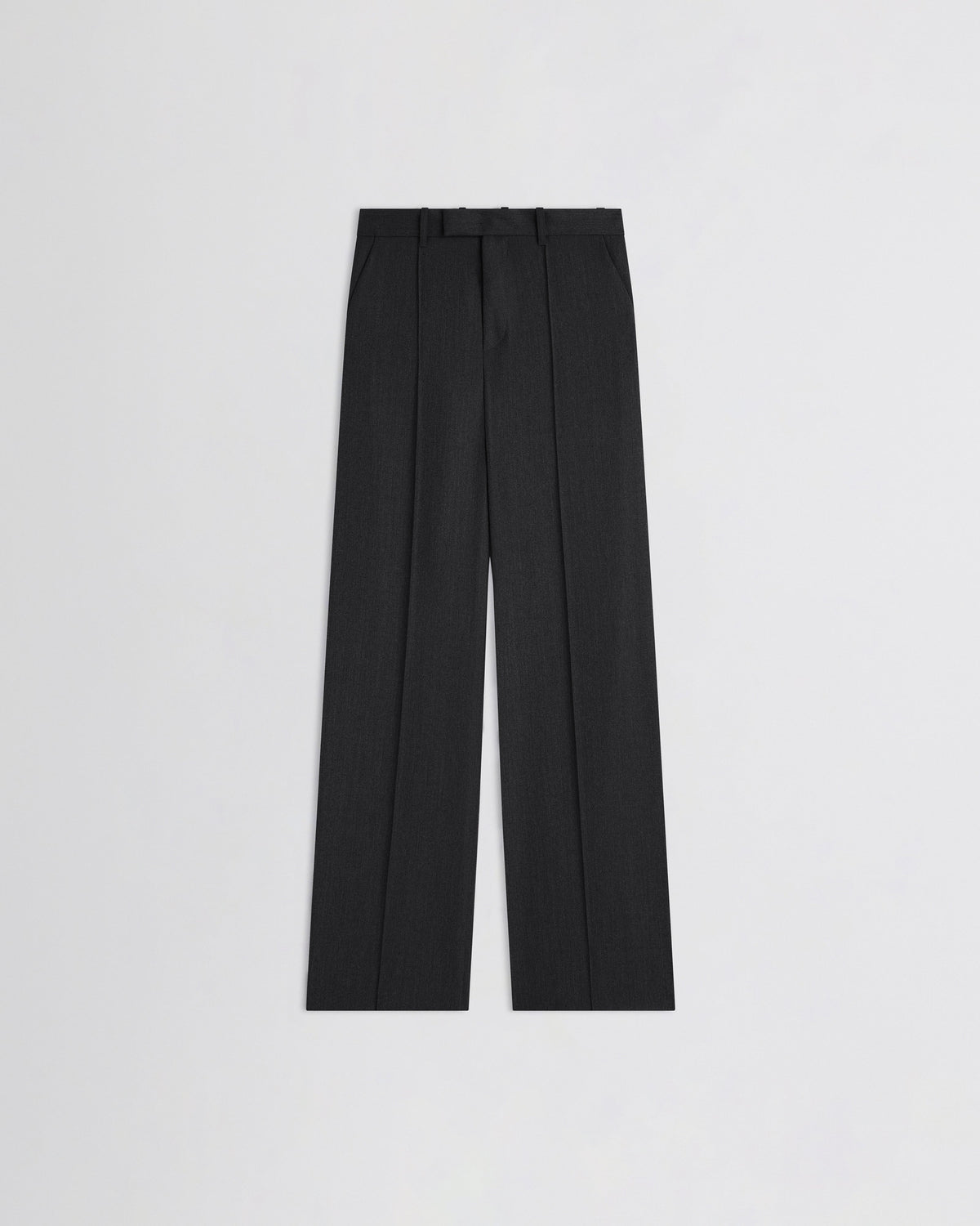Flat front view of Boyish Tailored Trousers in charcoal wool