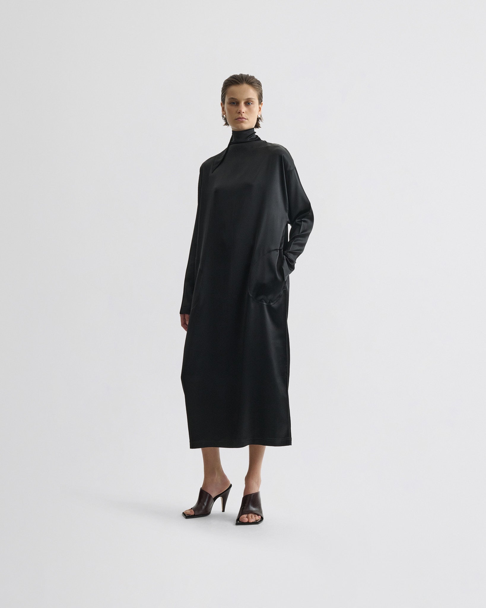 PHOEBE PHILO | LIQUID HIGH NECK DRESS | BLACK SILK PHOEBE PHILO | LIQUID HIGH NECK DRESS | BLACK SILK