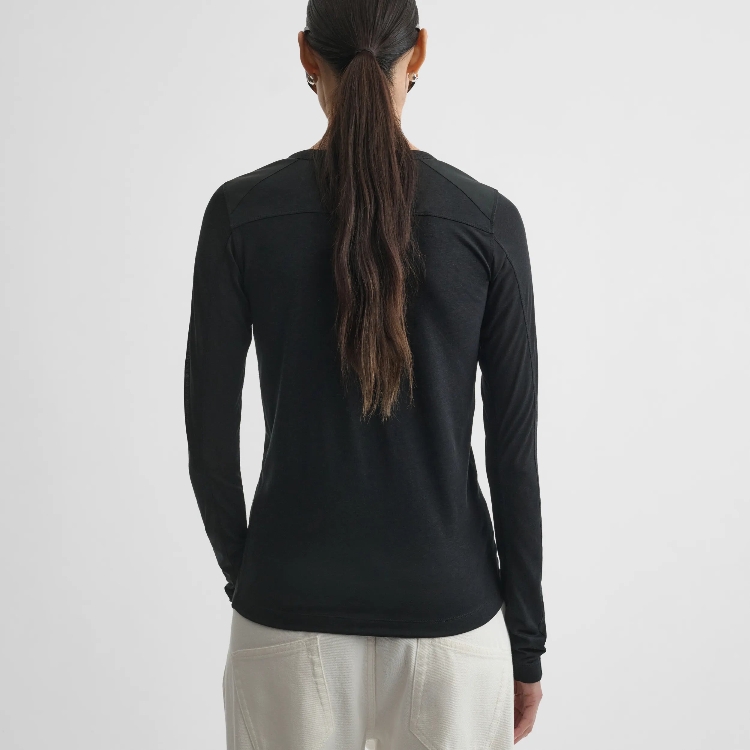 PHOEBE PHILO | CREWNECK TOP | BLACK COTTON PHOEBE PHILO | CREWNECK TOP | BLACK COTTON