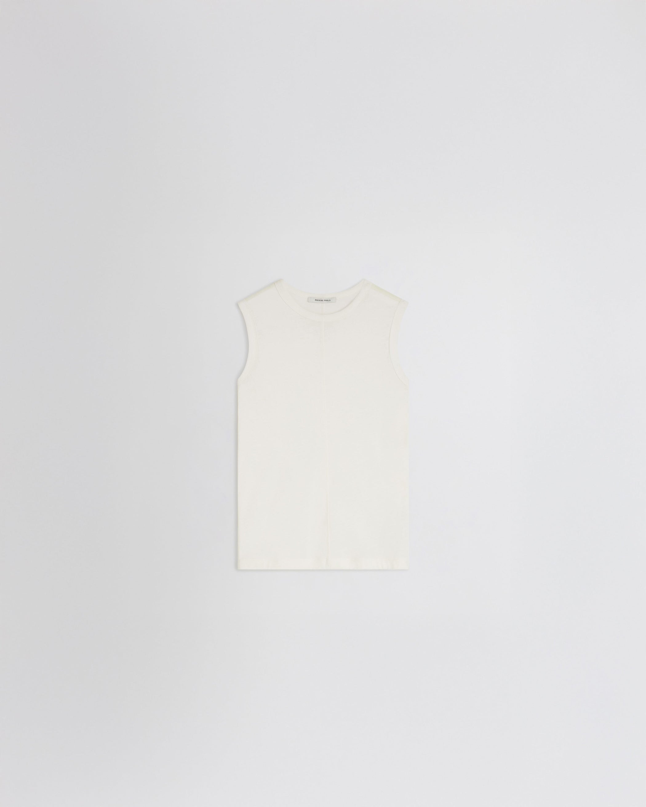 Flat front view of UNDERPINNING TANK TOP in ivory cotton