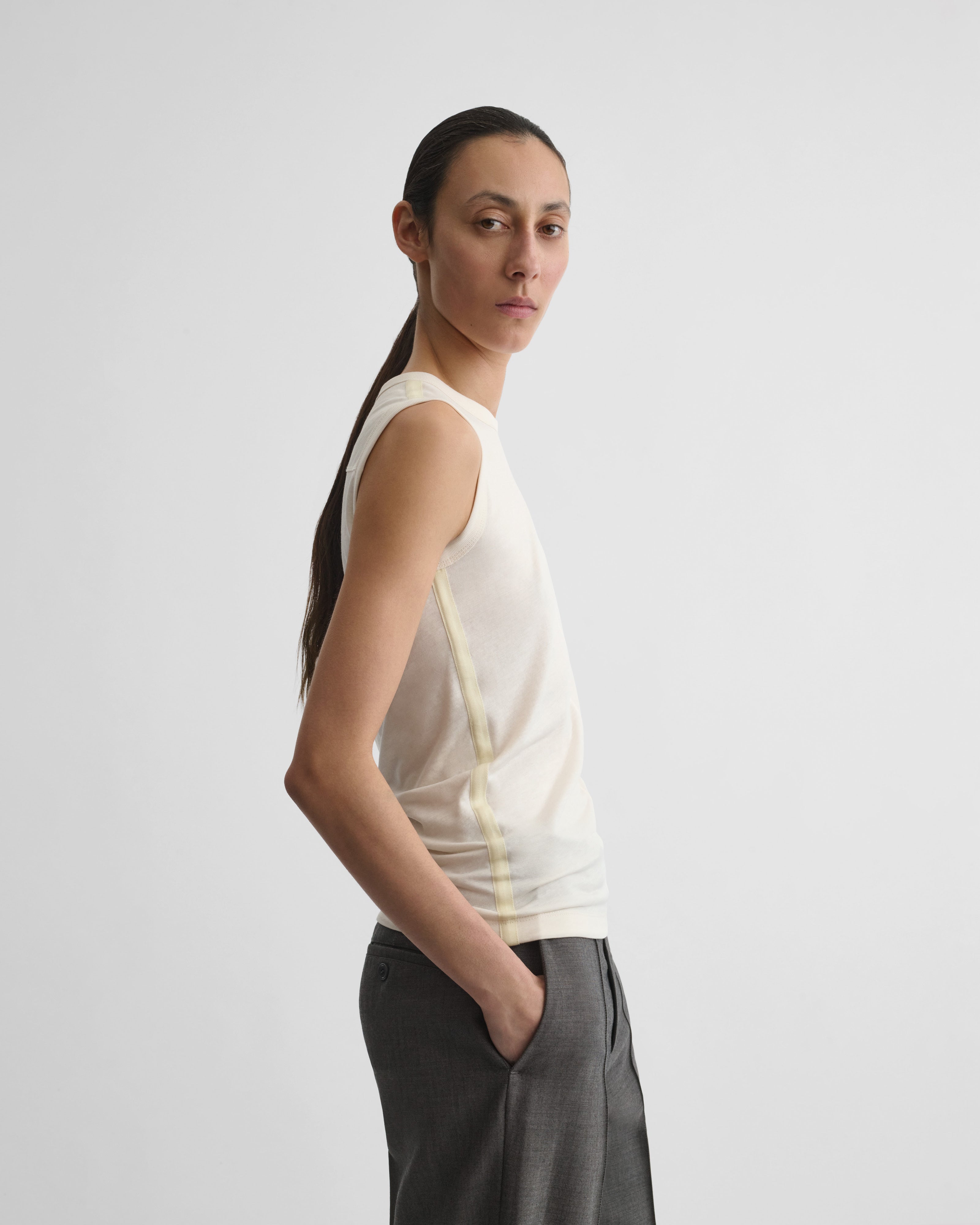 PHOEBE PHILO | UNDERPINNING TANK TOP | IVORY COTTON