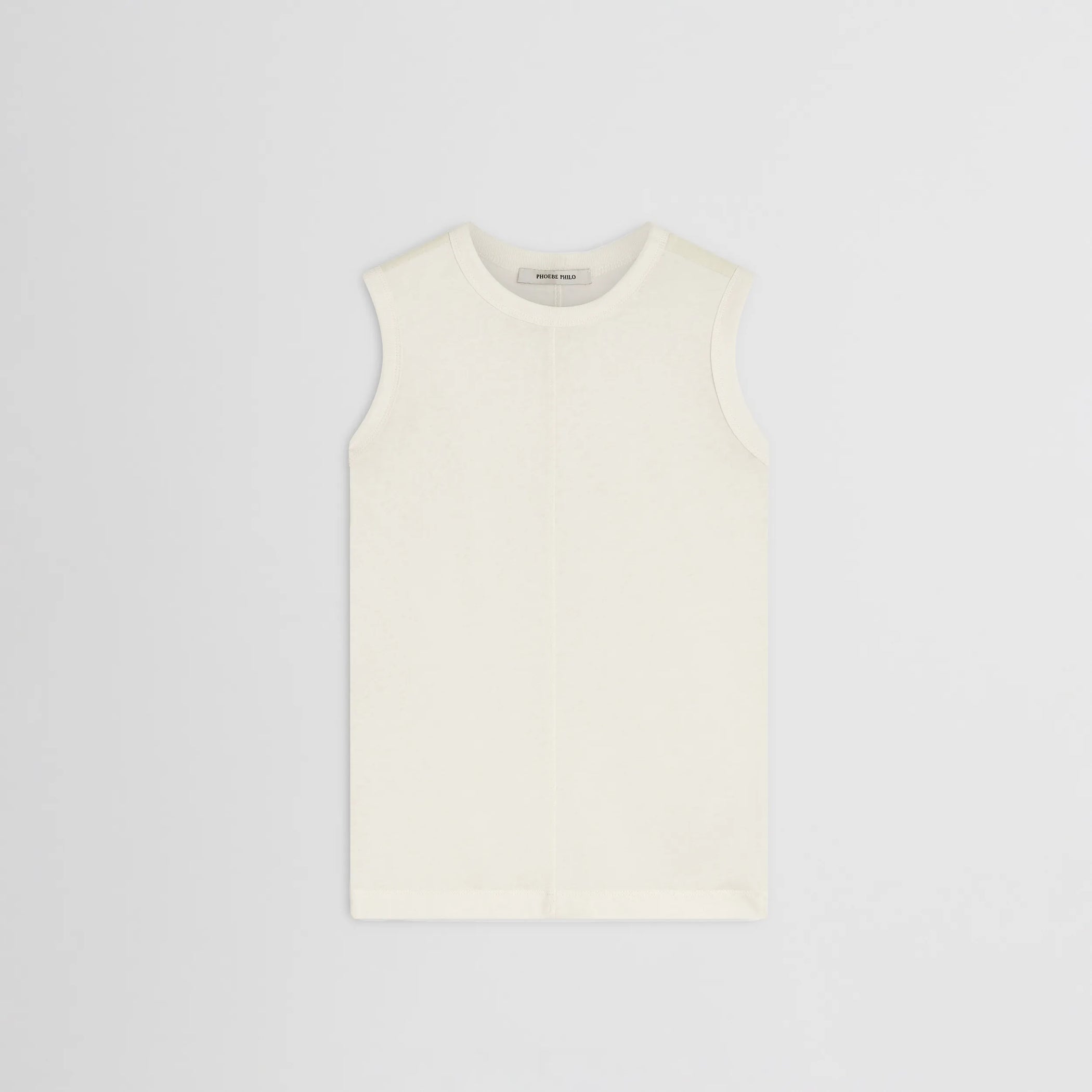 Flat front view of underpinning tank top in ivory cotton