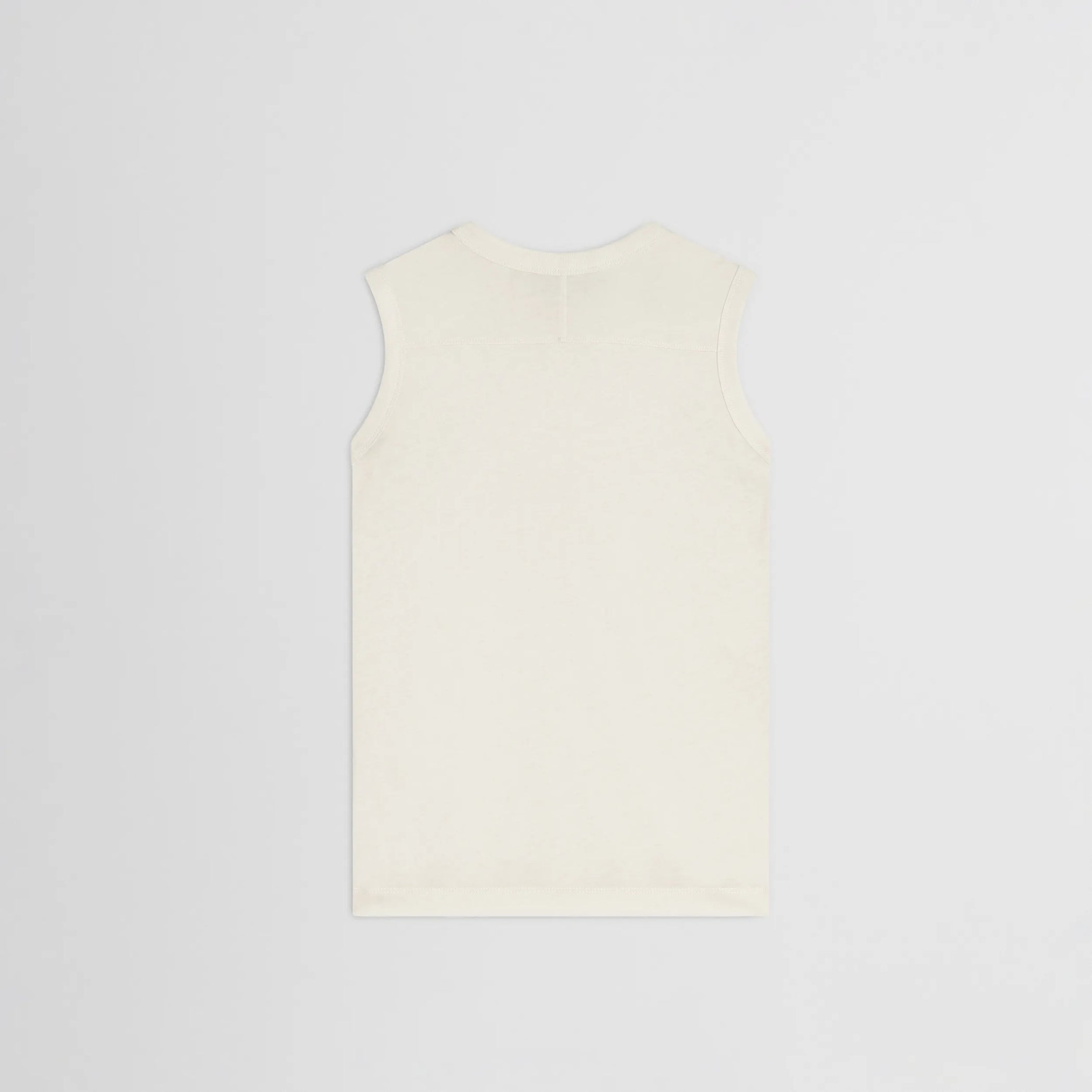 Flat back view of underpinning tank top in ivory cotton