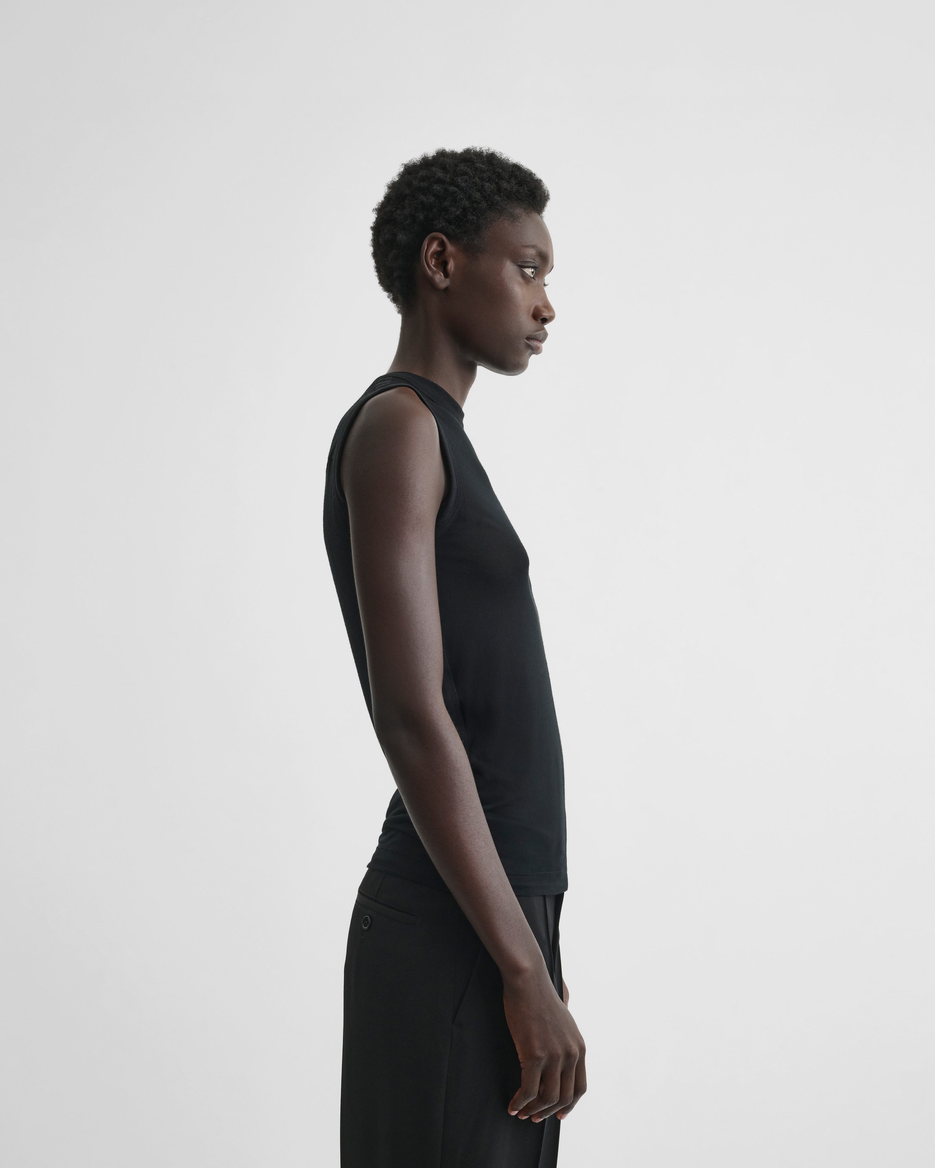 PHOEBE PHILO | UNDERPINNING TANK TOP | BLACK COTTON