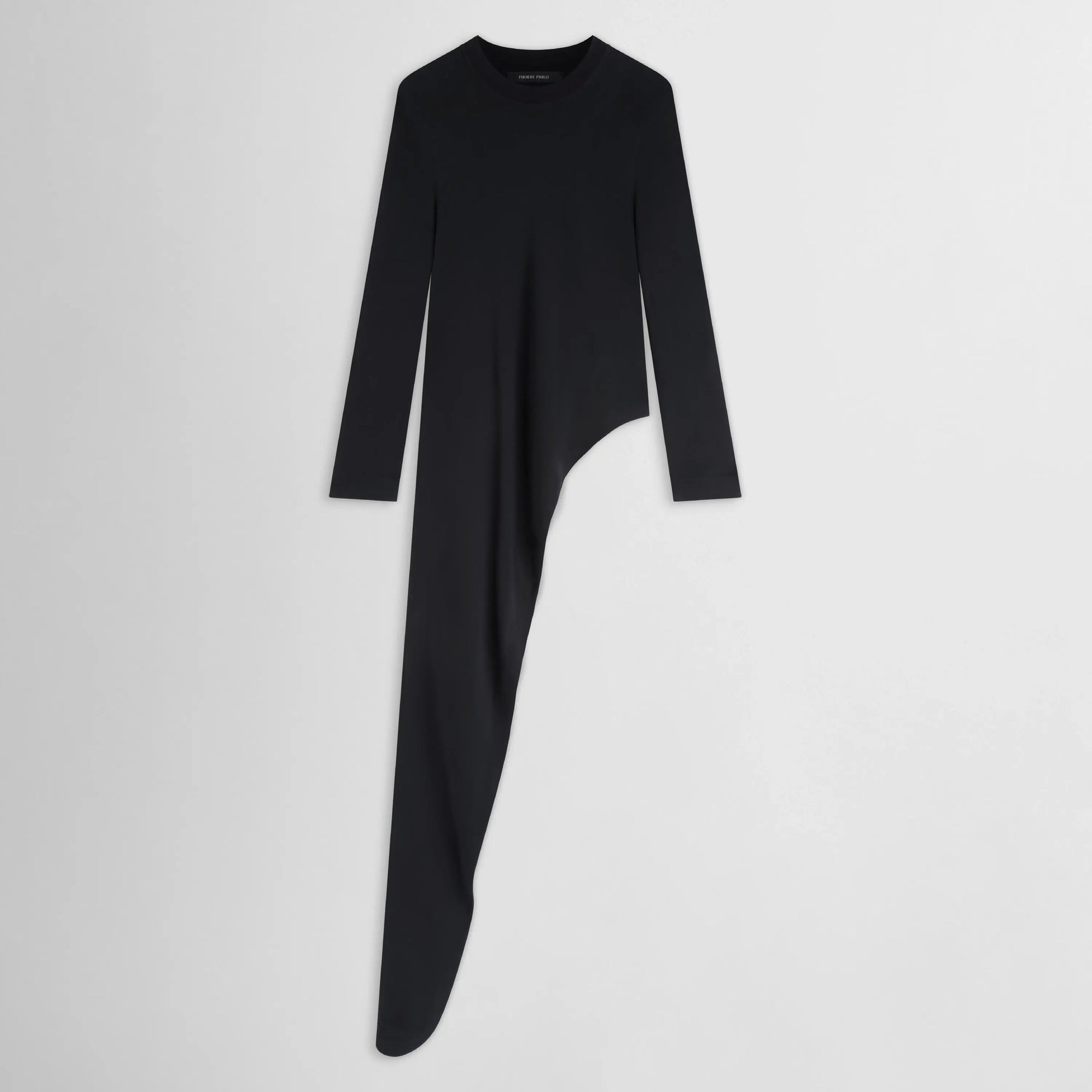 Front flat lay of Asymmetric T-shirt Top in black. 