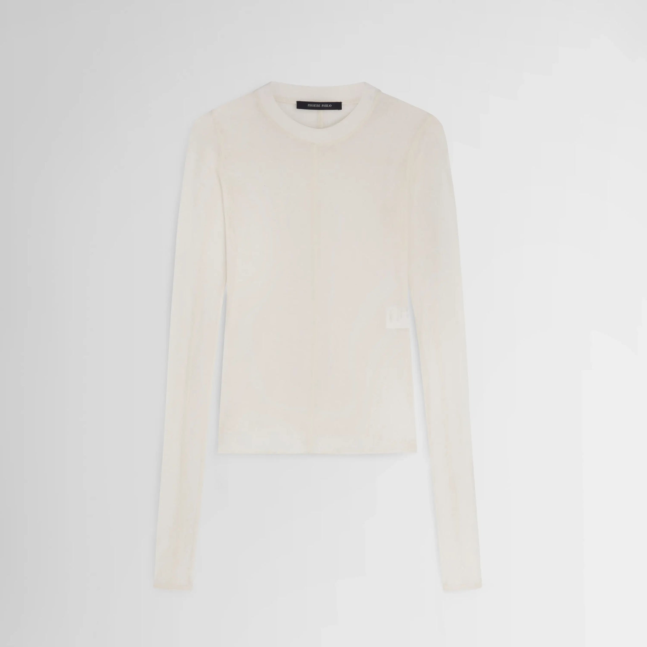 Front flat lay crew neck top in cream 