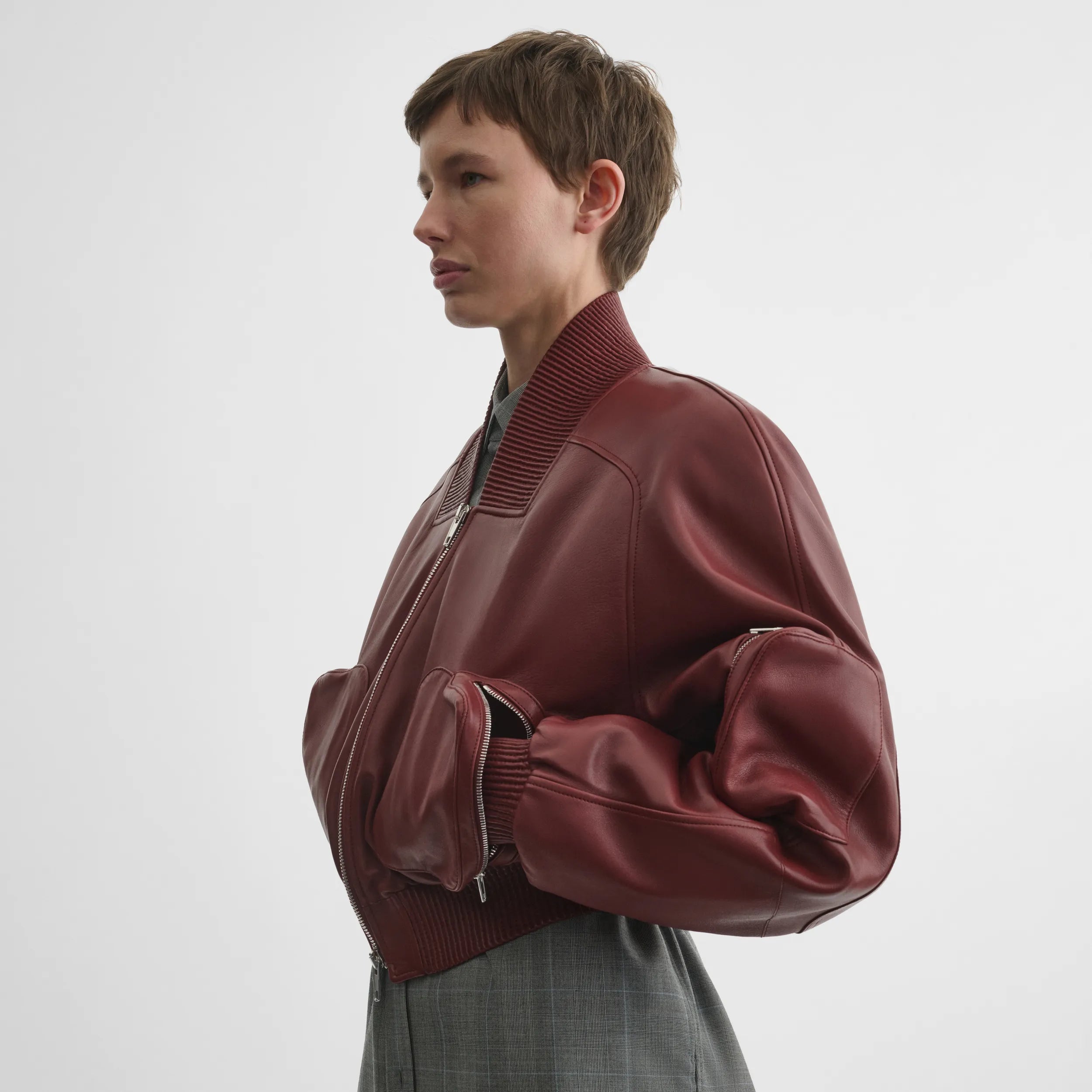 PHOEBE PHILO | POCKET BOMBER JACKET | BRICK LEATHER PHOEBE PHILO | POCKET BOMBER JACKET | BRICK LEATHER