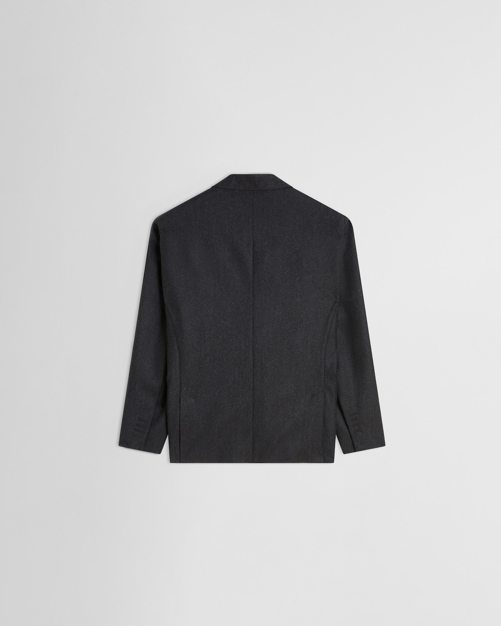 Flat back view of Tuxedo Jacket in anthracite wool